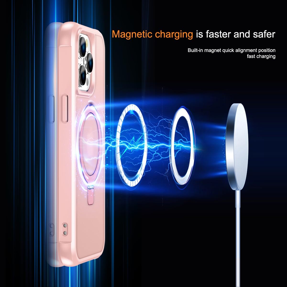 Foto 6 pulgar | Funda Para Teléfono Sterker Con Soporte Magnético Para Iphone 14 Pro Max, Rosa - Venta Internacional.
