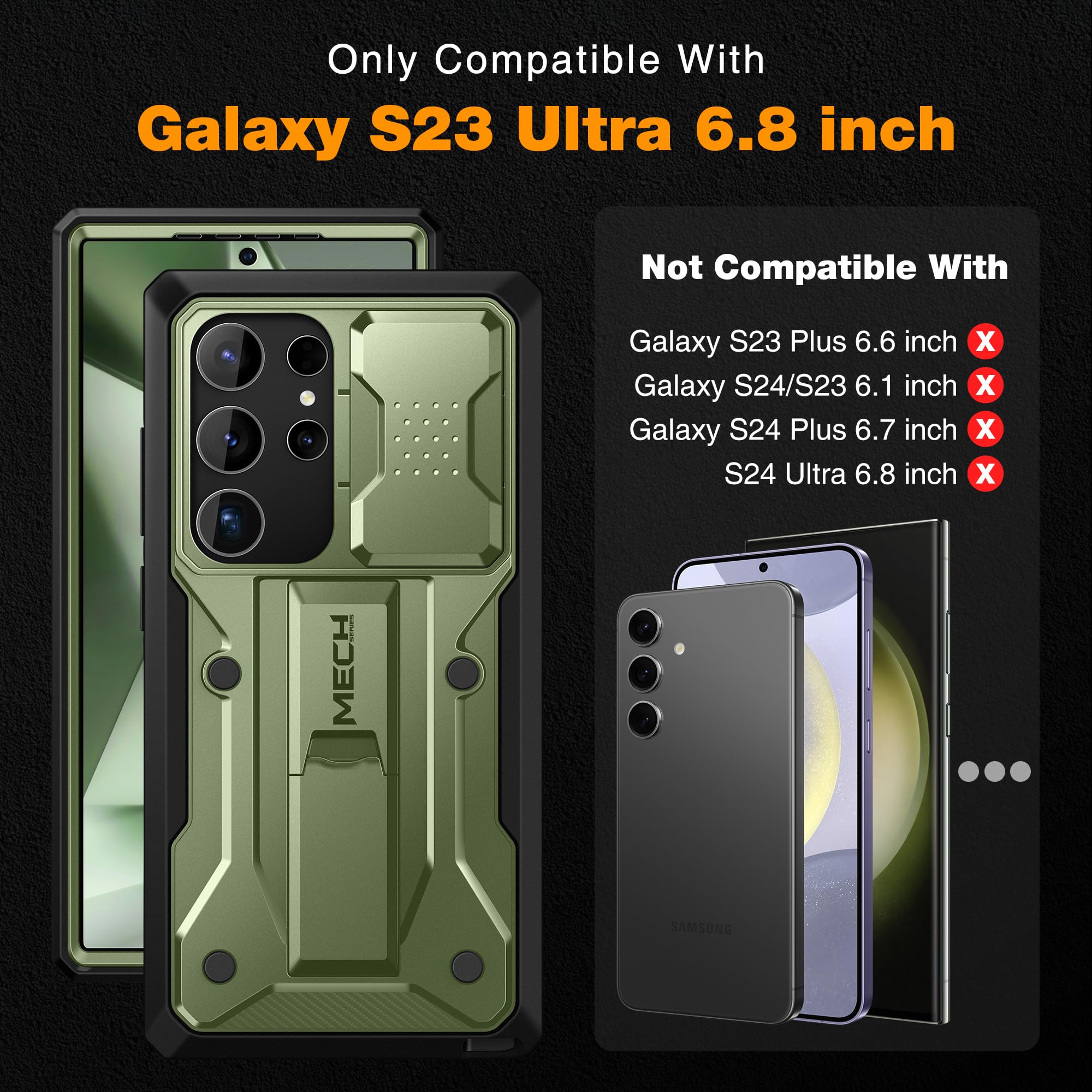 Foto 3 pulgar | Funda De Teléfono Tongate Para Samsung Galaxy S23 Ultra 6.8 Pulgadas, Color Verde - Venta Internacional.