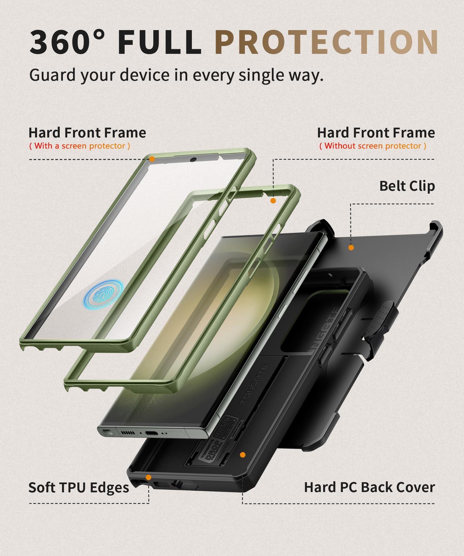 Foto 5 | Funda De Teléfono Tongate Para Samsung Galaxy S23 Ultra 6.8 Pulgadas, Color Verde - Venta Internacional.