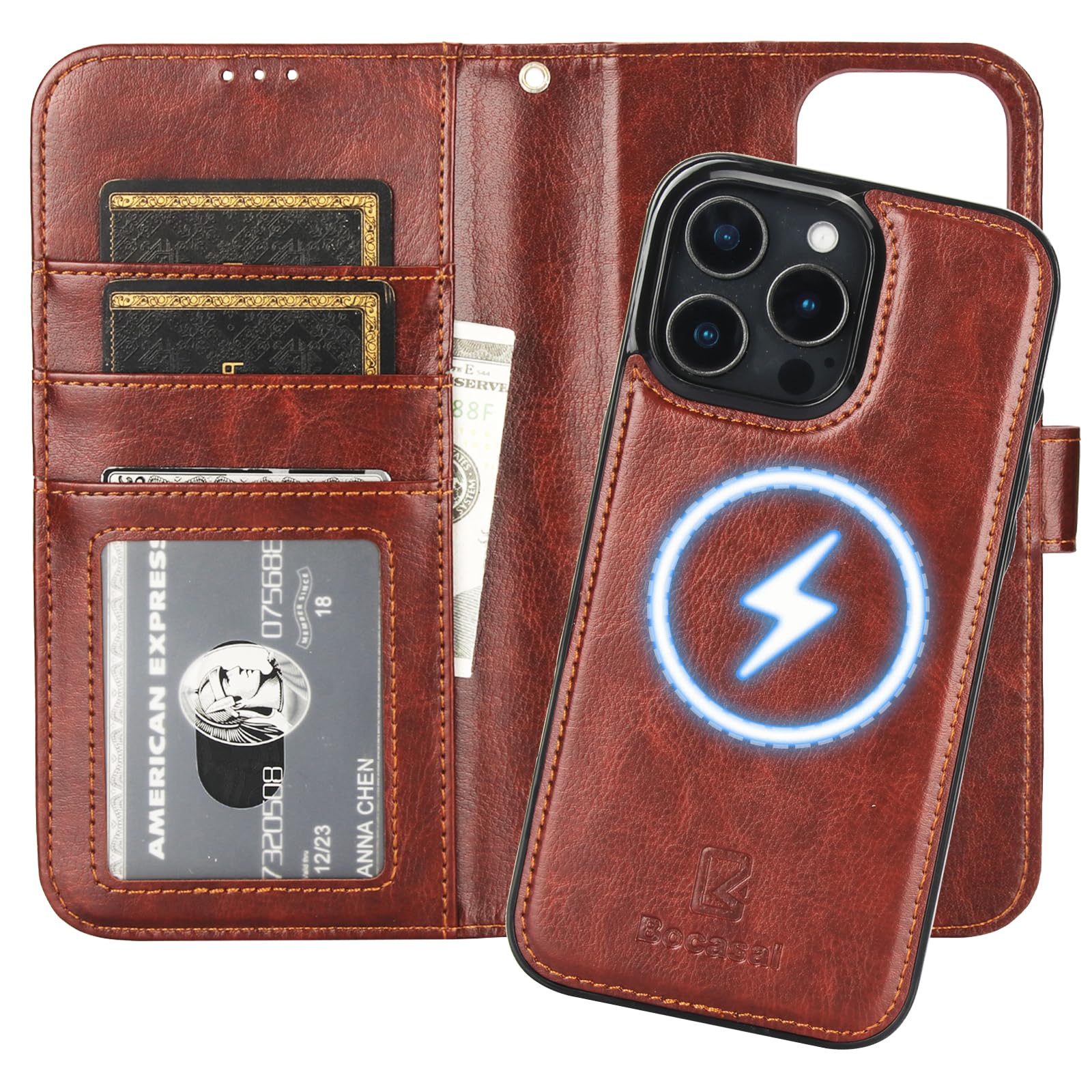 Foto 2 pulgar | Funda Tipo Cartera Bocasal Para Iphone 16 Pro Max Con Magsafe Brown - Venta Internacional.