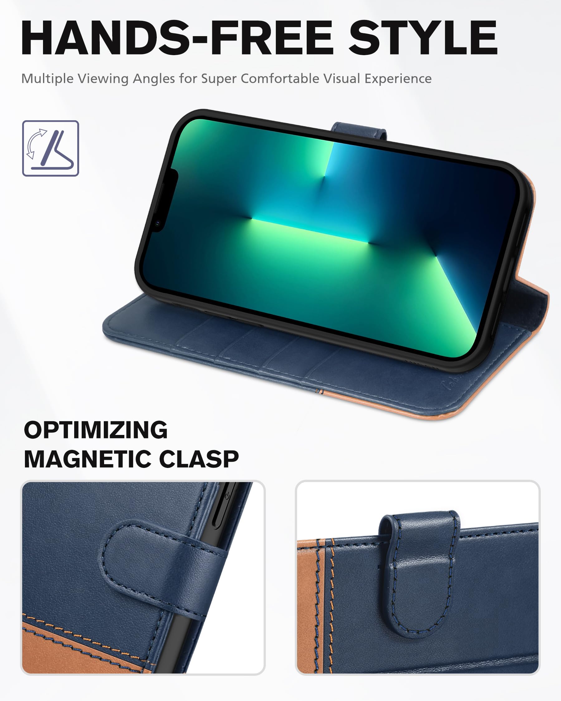 Foto 5 pulgar | Funda De Teléfono Tucch Wallet De Piel Sintética Rfid Para Iphone 13 Pro Max 6.7 - Venta Internacional.