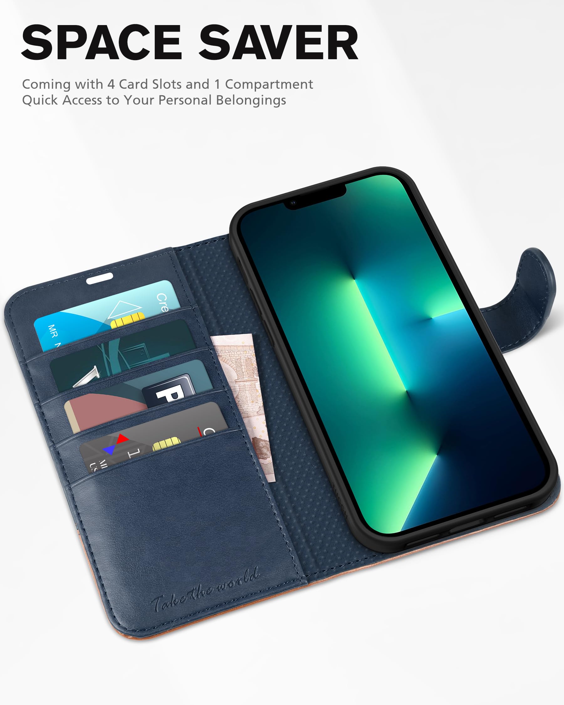 Foto 8 pulgar | Funda De Teléfono Tucch Wallet De Piel Sintética Rfid Para Iphone 13 Pro Max 6.7 - Venta Internacional.