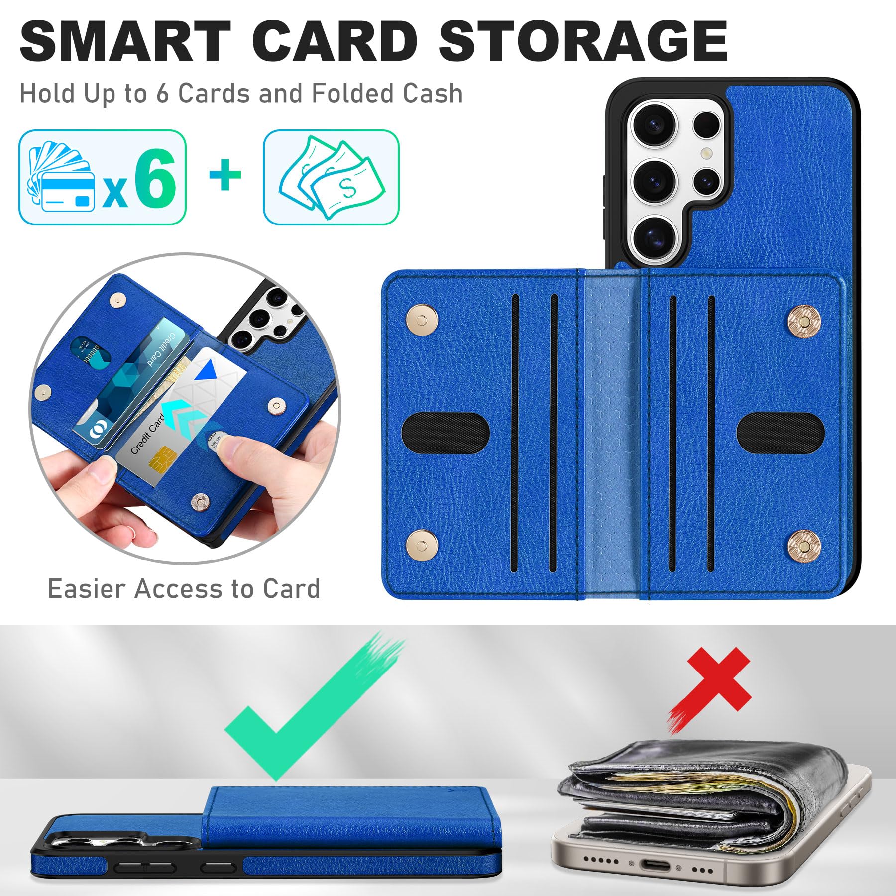 Foto 4 pulgar | Funda Tipo Cartera Tucch De Piel Sintética Para Galaxy S25 Ultra Blue - Venta Internacional.