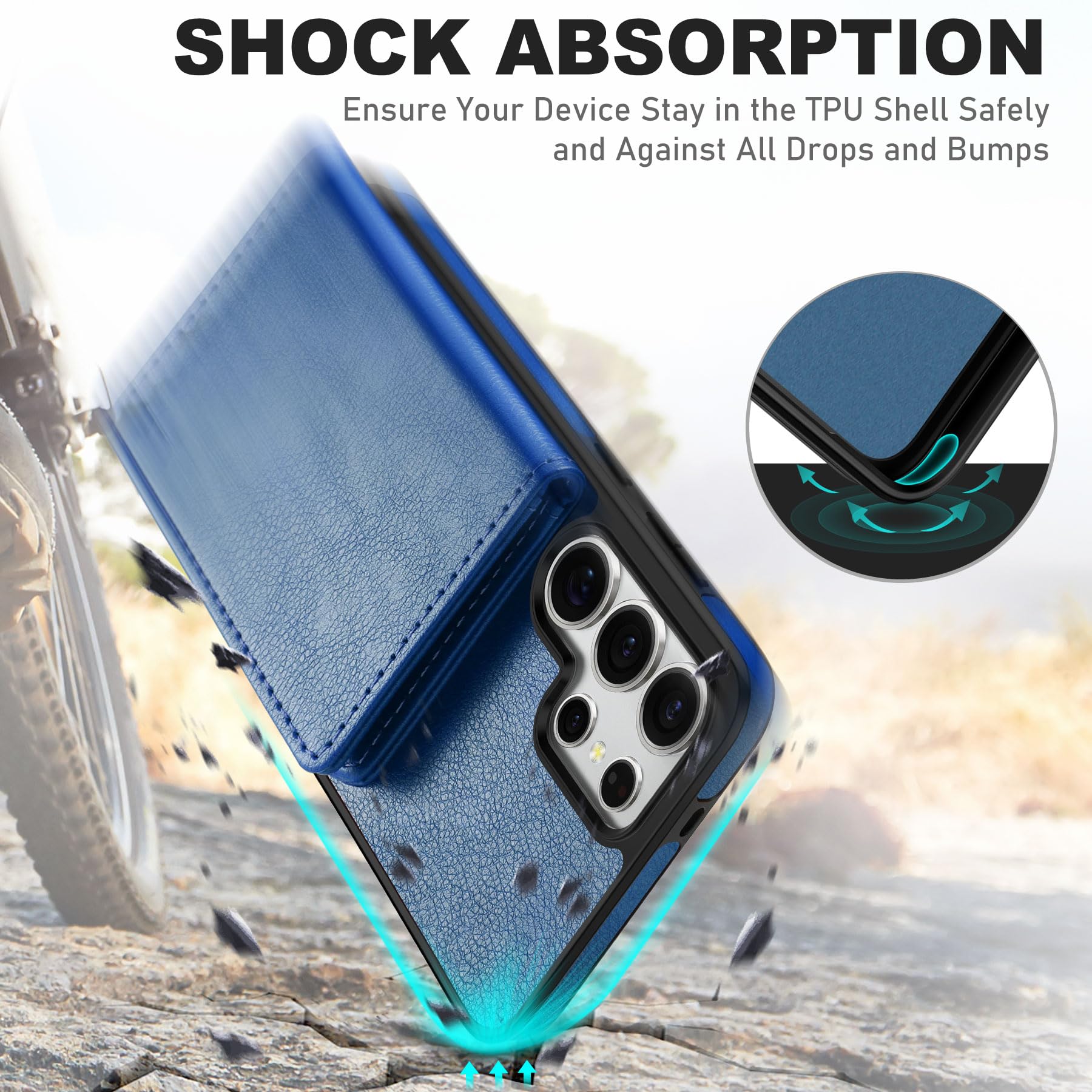 Foto 6 pulgar | Funda Tipo Cartera Tucch De Piel Sintética Para Galaxy S25 Ultra Blue - Venta Internacional.
