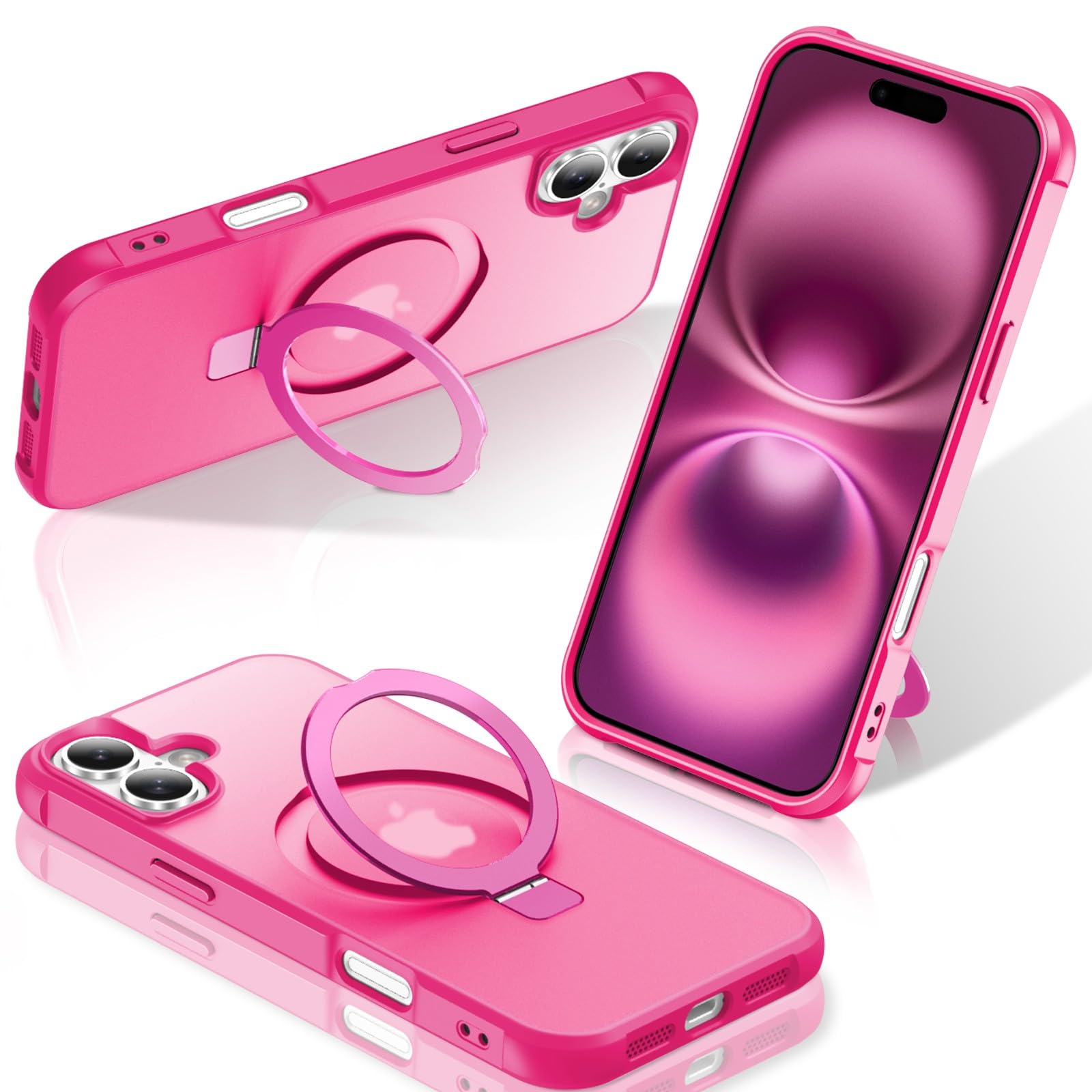 Foto 2 pulgar | Funda De Teléfono Sterker Con Soporte Magnético Para Iphone 16, Rosa Roja - Venta Internacional.