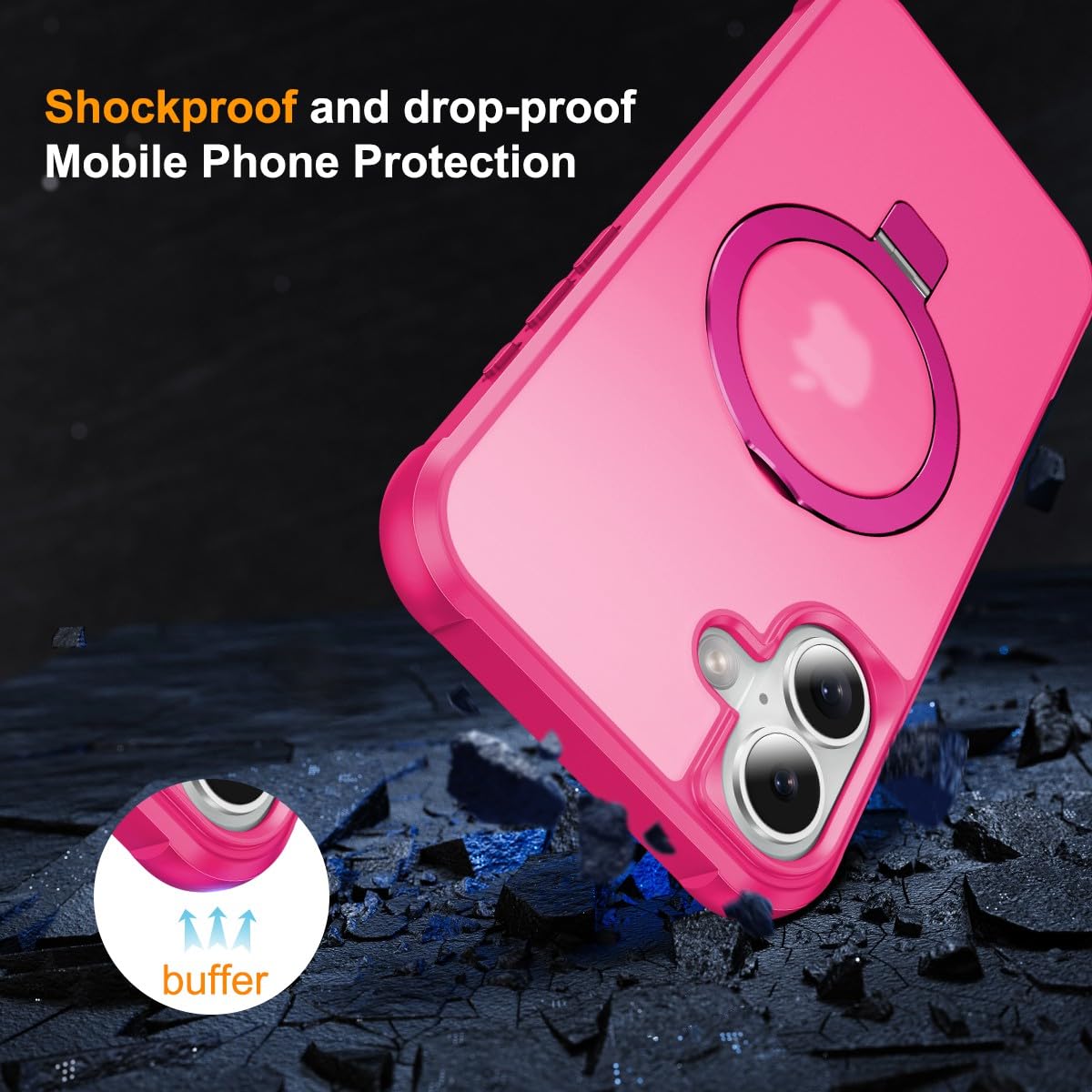 Foto 4 pulgar | Funda De Teléfono Sterker Con Soporte Magnético Para Iphone 16, Rosa Roja - Venta Internacional.