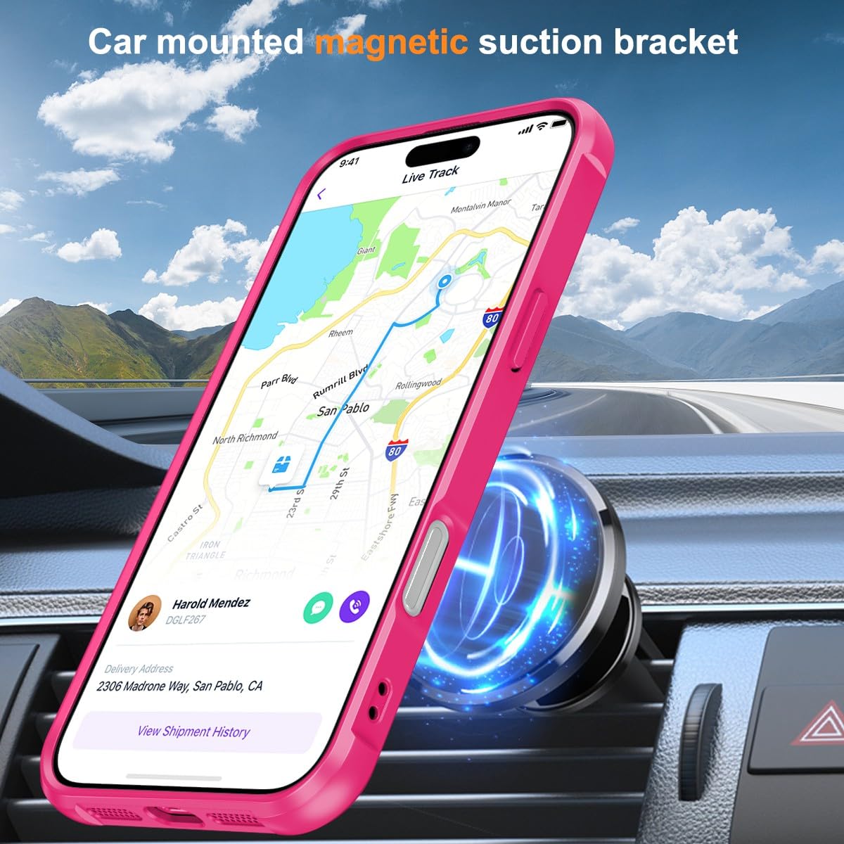 Foto 6 pulgar | Funda De Teléfono Sterker Con Soporte Magnético Para Iphone 16, Rosa Roja - Venta Internacional.