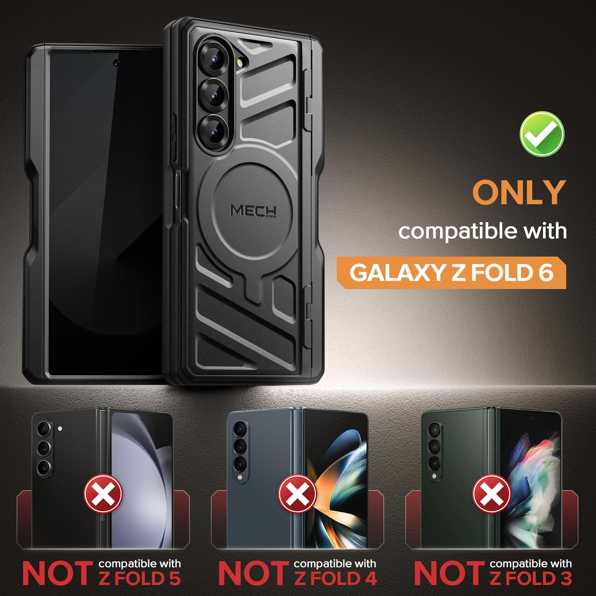Foto 3 pulgar | Funda Magnética Tongate Para Samsung Galaxy Z Fold 6 Negra - Venta Internacional.
