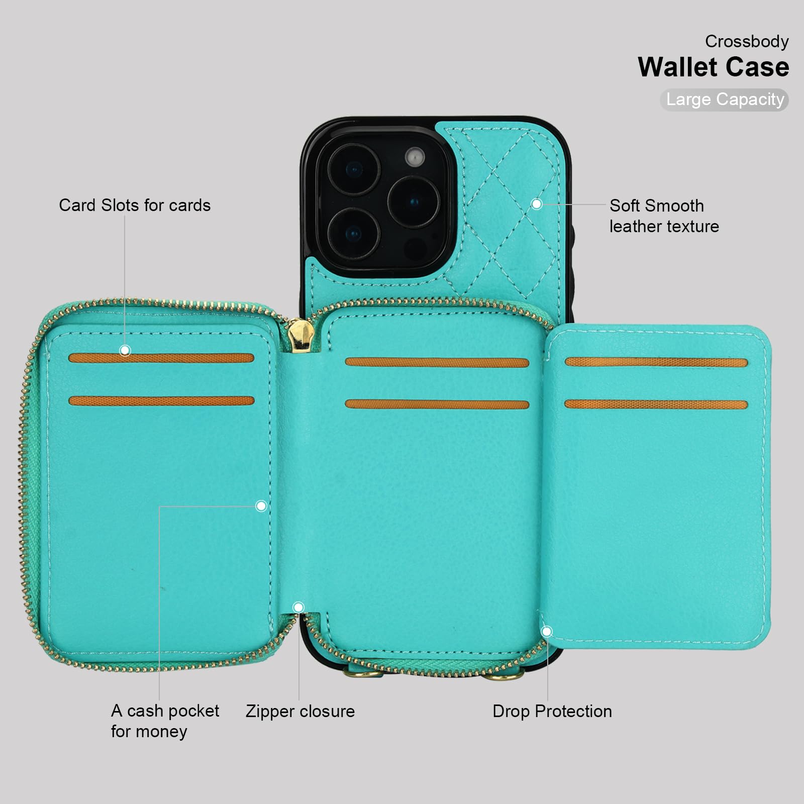 Foto 7 | Funda Tipo Cartera Tipo Bandolera Bocasal Para Iphone 16 Pro Max 6.9 - Venta Internacional.