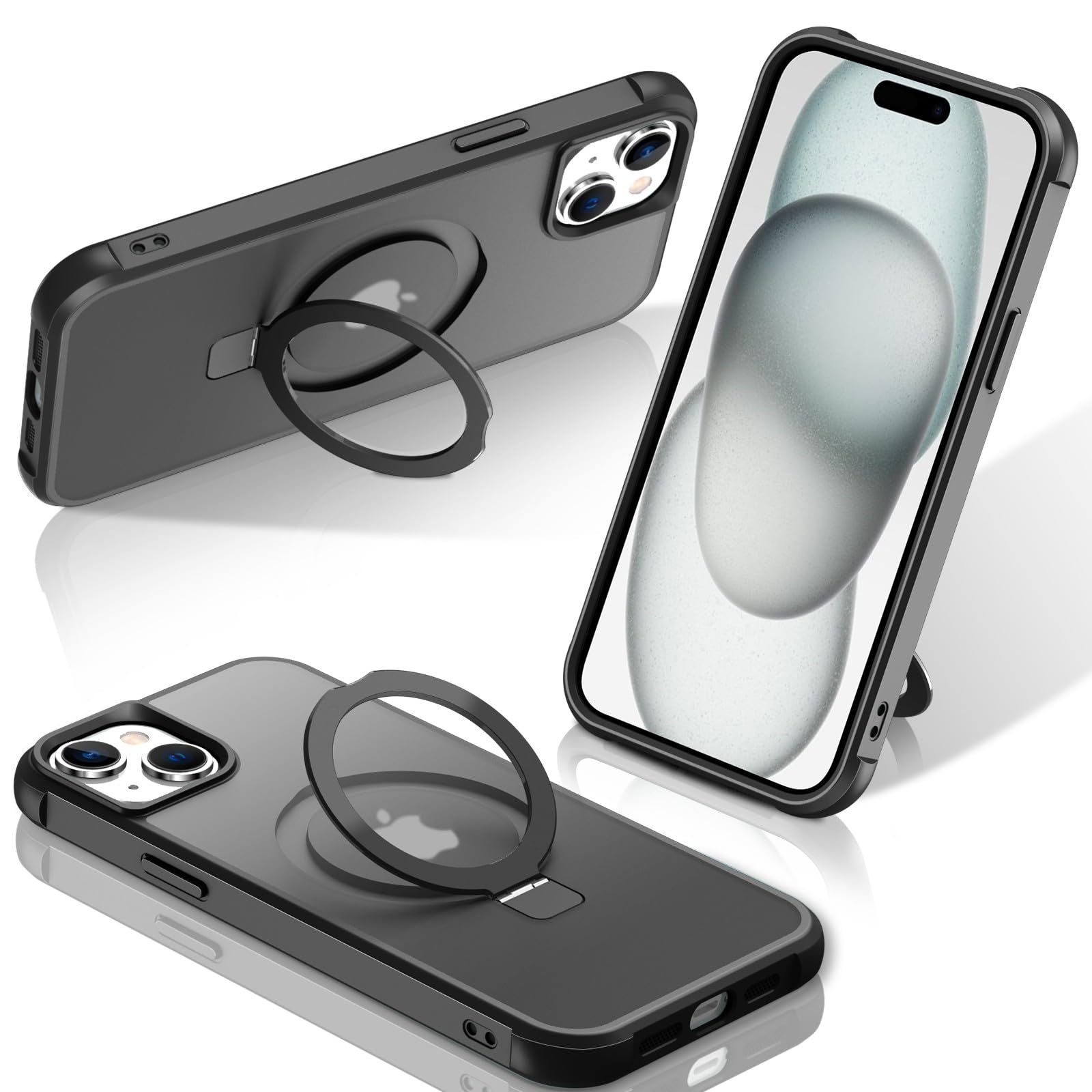 Foto 2 pulgar | Funda De Teléfono Sterker Con Soporte Magnético Para Iphone 15 6.1, Color Negro - Venta Internacional.