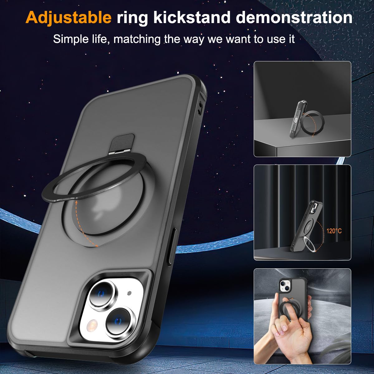 Foto 6 | Funda De Teléfono Sterker Con Soporte Magnético Para Iphone 15 6.1, Color Negro - Venta Internacional.