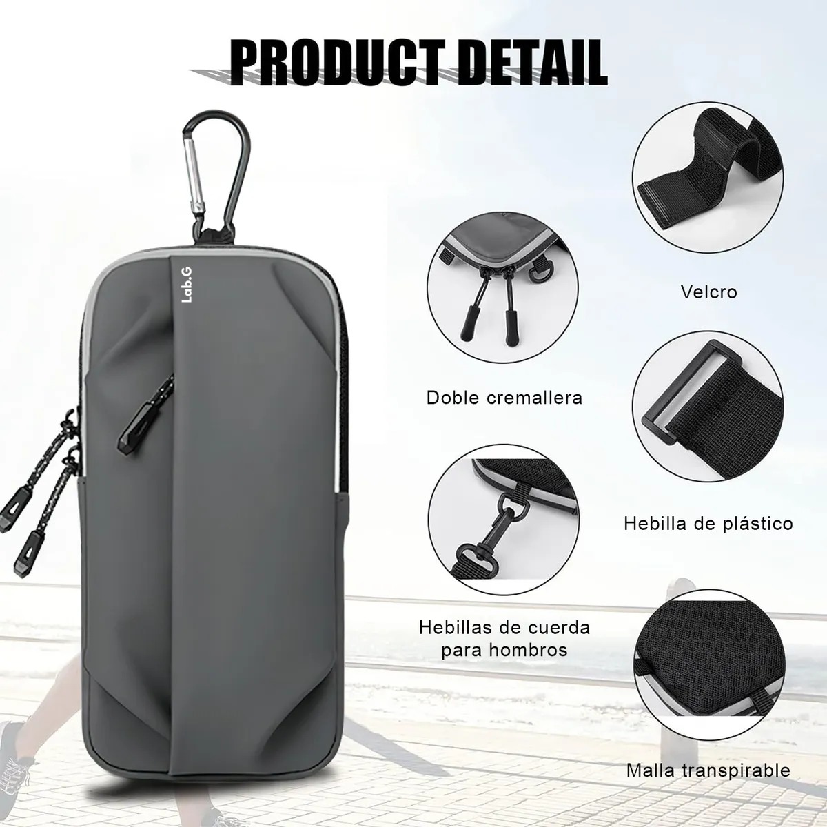Foto 4 pulgar | Bolsa Lab.g Brazo Deportiva De Celular Correr Para Teléfono Móvil Gris