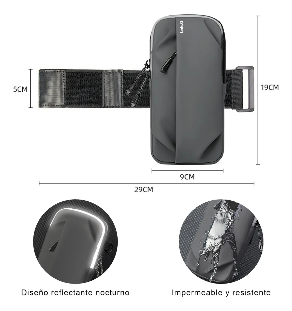 Foto 5 pulgar | Bolsa Lab.g Brazo Deportiva De Celular Correr Para Teléfono Móvil Gris