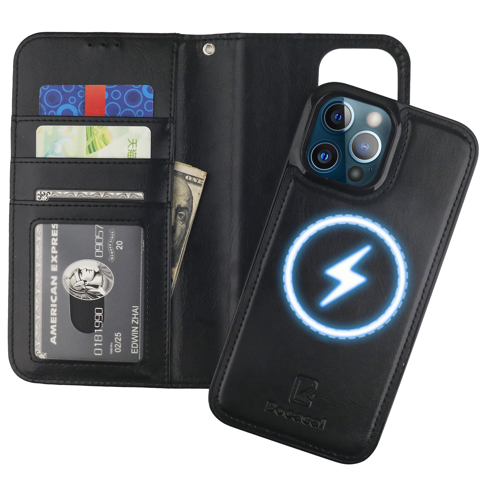 Foto 2 pulgar | Funda Tipo Cartera Bocasal Para Iphone 13 Pro Max Con Magsafe Black - Venta Internacional.