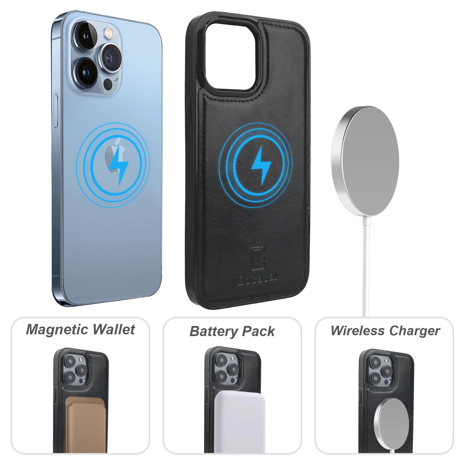 Foto 5 pulgar | Funda Tipo Cartera Bocasal Para Iphone 13 Pro Max Con Magsafe Black - Venta Internacional.