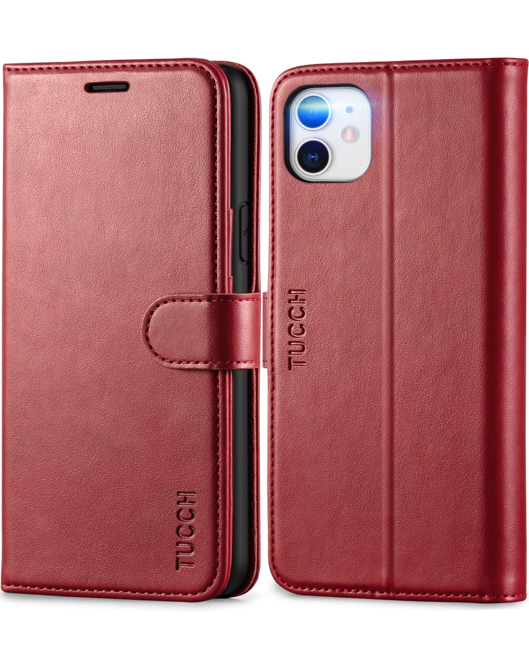Foto 2 pulgar | Funda Tipo Cartera Tucch Para Iphone 11 De 6,1 Pulgadas Con Ranuras Para Tarjetas, Color Rojo Oscuro - Venta Internac