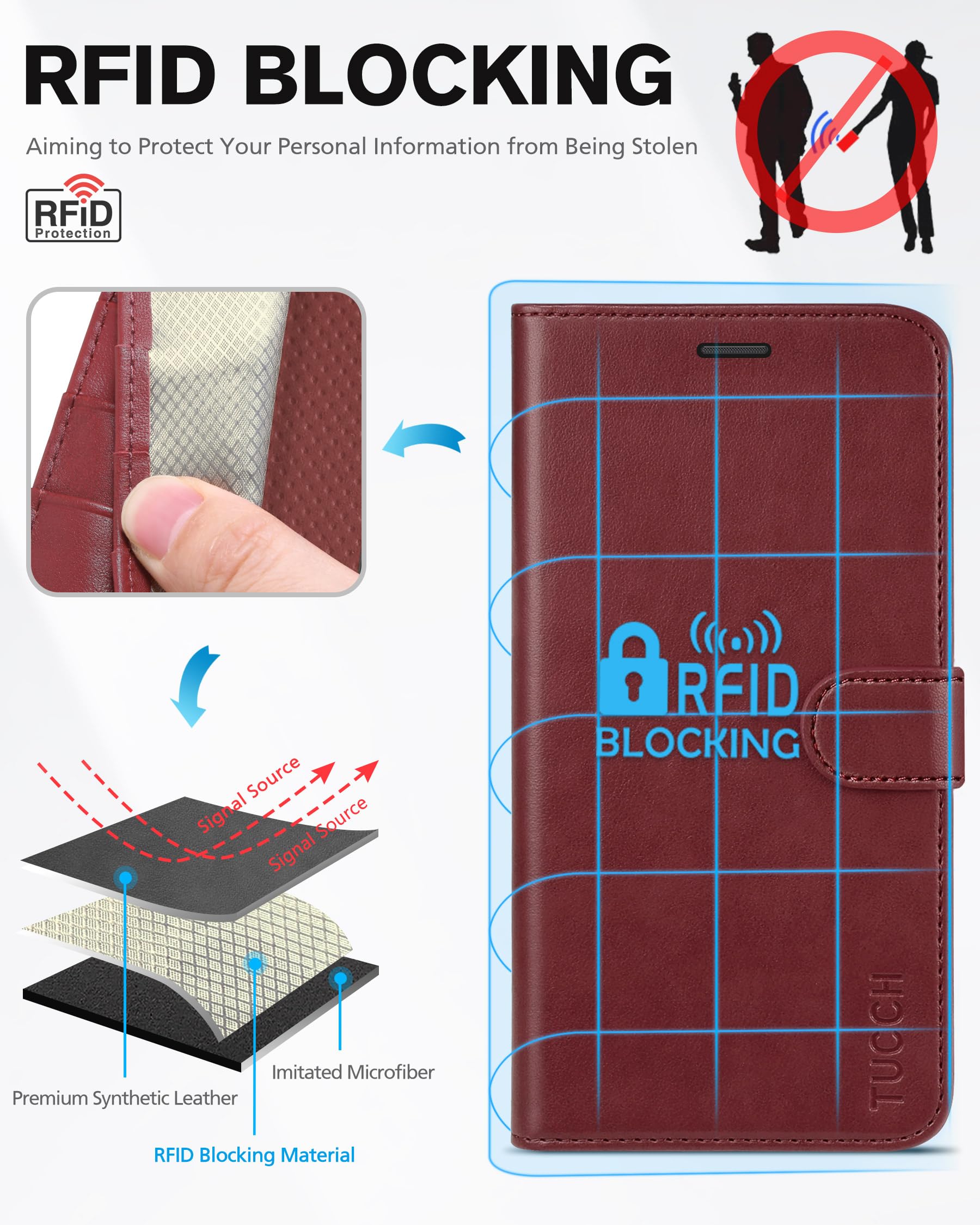 Foto 4 pulgar | Funda Tipo Cartera Tucch Para Iphone 11 De 6,1 Pulgadas Con Ranuras Para Tarjetas, Color Rojo Oscuro - Venta Internac