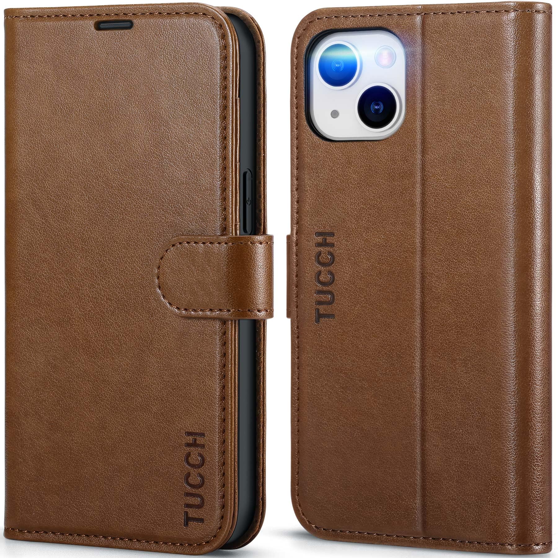 Foto 2 pulgar | Funda Para Teléfono Tucch Wallet, Piel Sintética, Rfid, Iphone 14 6.1, Color Marrón - Venta Internacional.