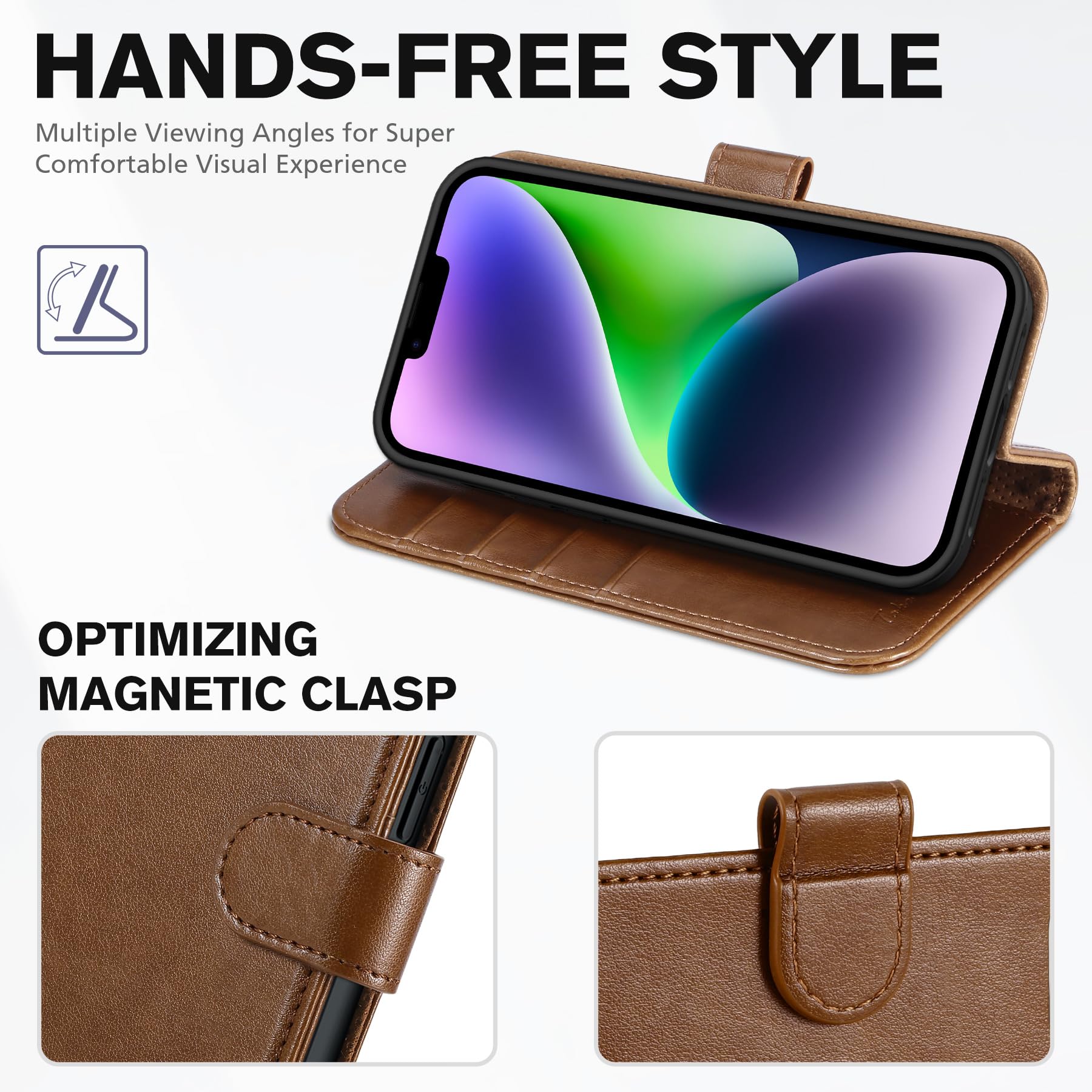 Foto 5 pulgar | Funda Para Teléfono Tucch Wallet, Piel Sintética, Rfid, Iphone 14 6.1, Color Marrón - Venta Internacional.