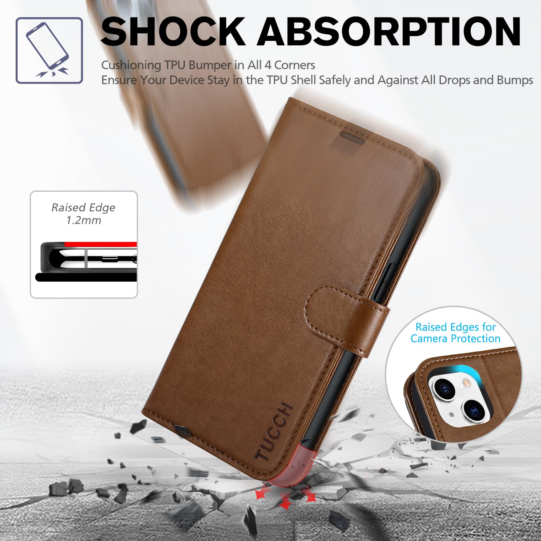 Foto 7 pulgar | Funda Para Teléfono Tucch Wallet, Piel Sintética, Rfid, Iphone 14 6.1, Color Marrón - Venta Internacional.