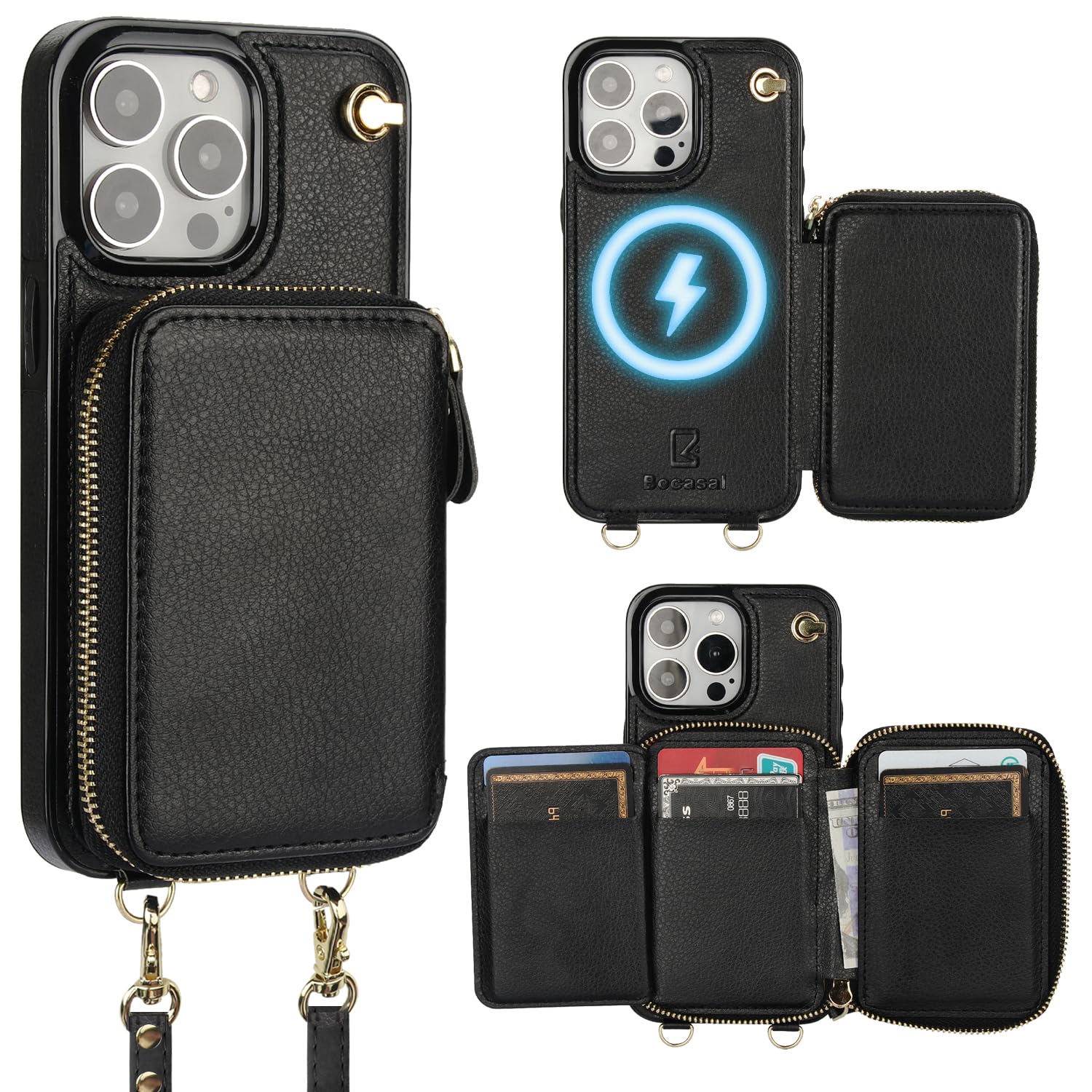 Foto 2 pulgar | Funda Tipo Cartera Tipo Bandolera Bocasal Magsafe Para Iphone 15 Pro Max - Venta Internacional.
