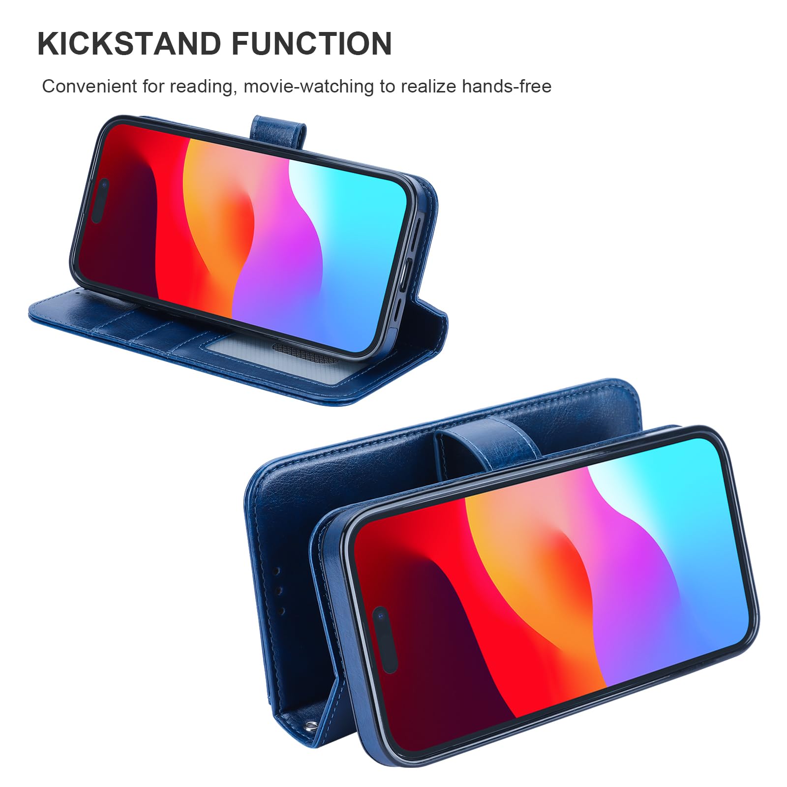 Foto 8 pulgar | Funda Tipo Cartera Bocasal Para Iphone 15 De 6.1 Pulgadas Con Piel Azul Magsafe - Venta Internacional.