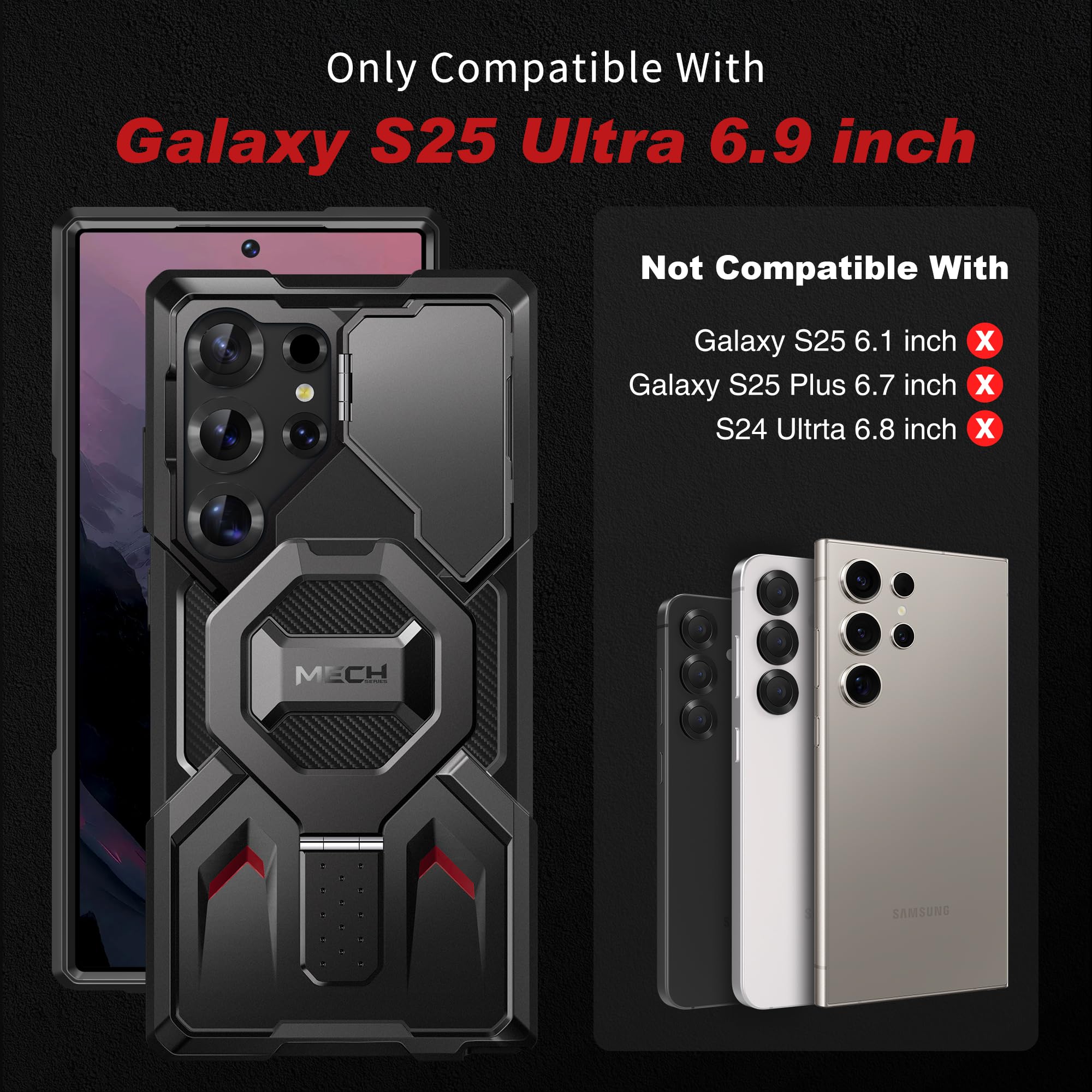 Foto 3 pulgar | Funda Tongate Con Soporte Magnético Para Samsung Galaxy S25 Ultra, Color Negro - Venta Internacional.