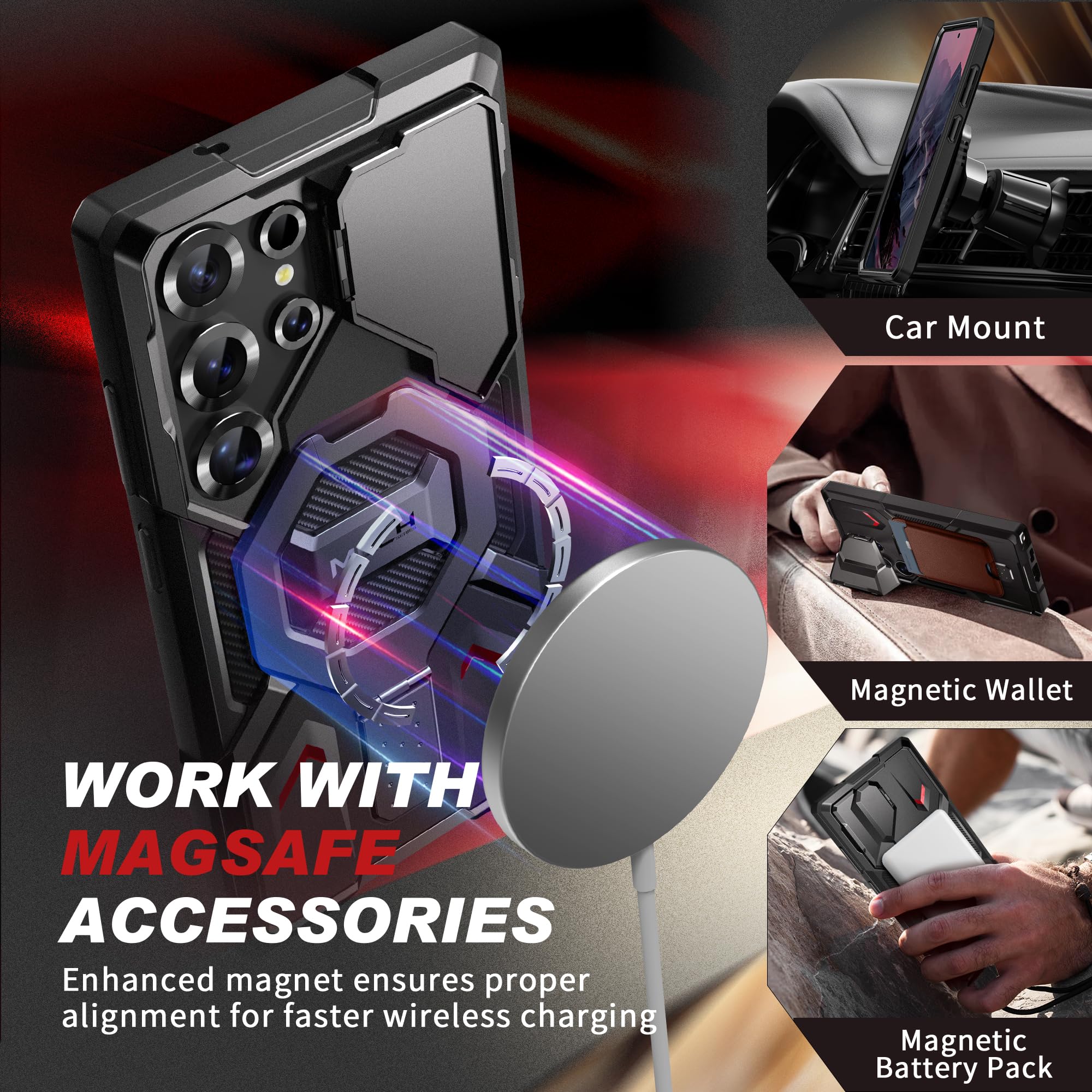 Foto 4 pulgar | Funda Tongate Con Soporte Magnético Para Samsung Galaxy S25 Ultra, Color Negro - Venta Internacional.
