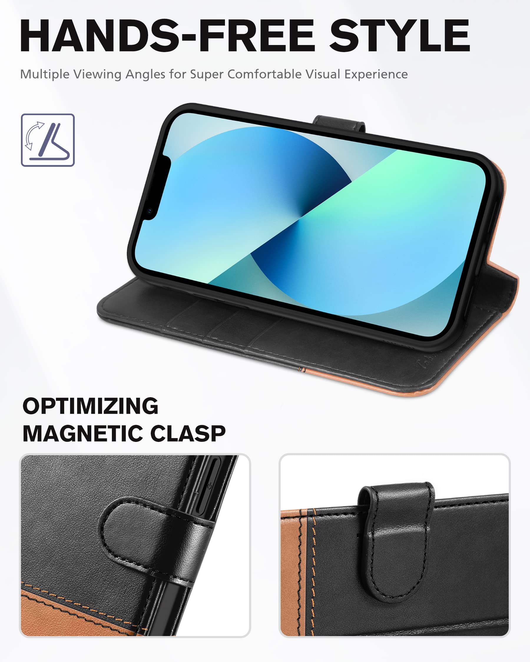 Foto 5 | Funda Tipo Cartera Tucch Para Iphone 13 De 6,1 Pulgadas Con 3 Ranuras Para Tarjetas, Color Negro - Venta Internacional.