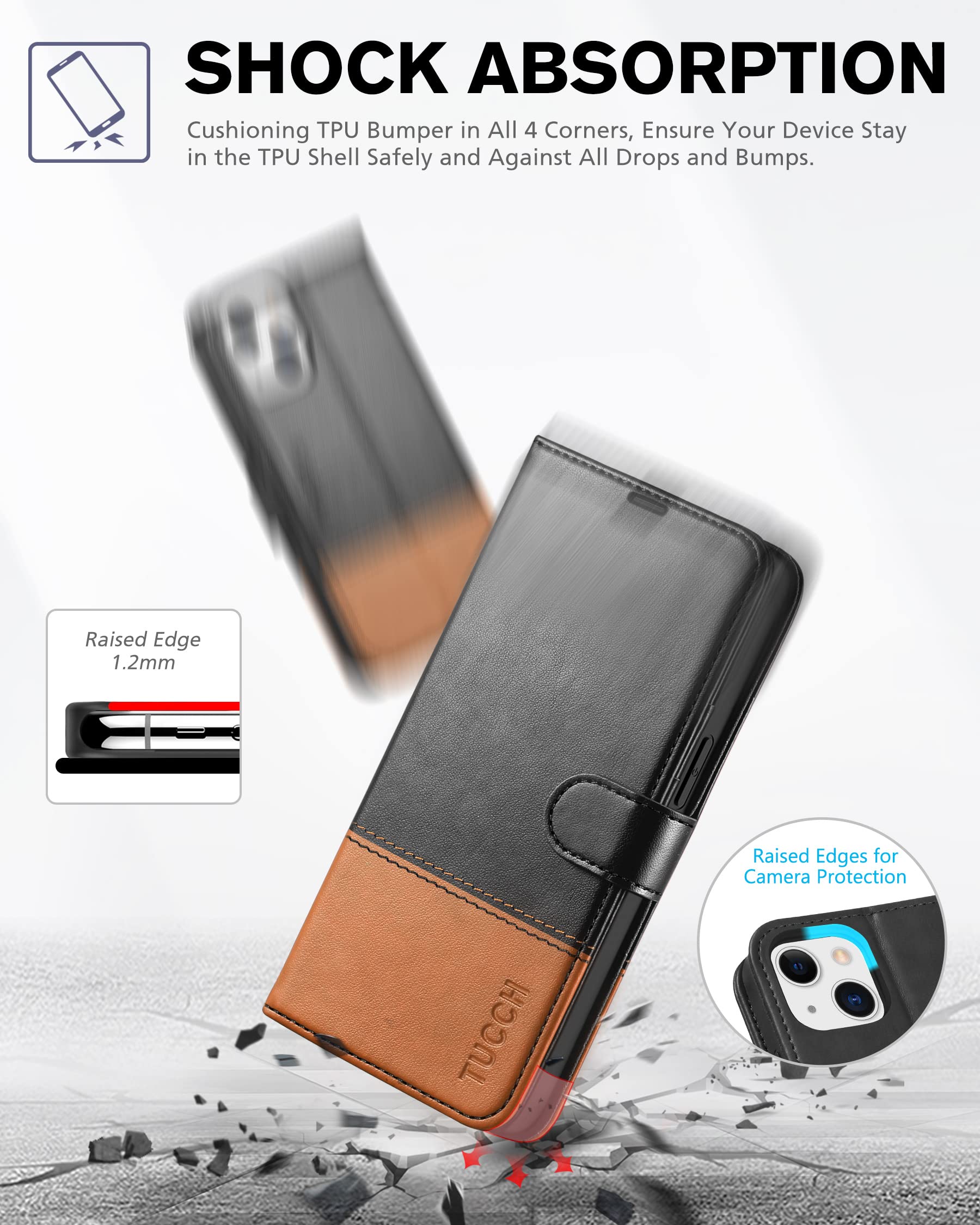 Foto 7 pulgar | Funda Tipo Cartera Tucch Para Iphone 13 De 6,1 Pulgadas Con 3 Ranuras Para Tarjetas, Color Negro - Venta Internacional.
