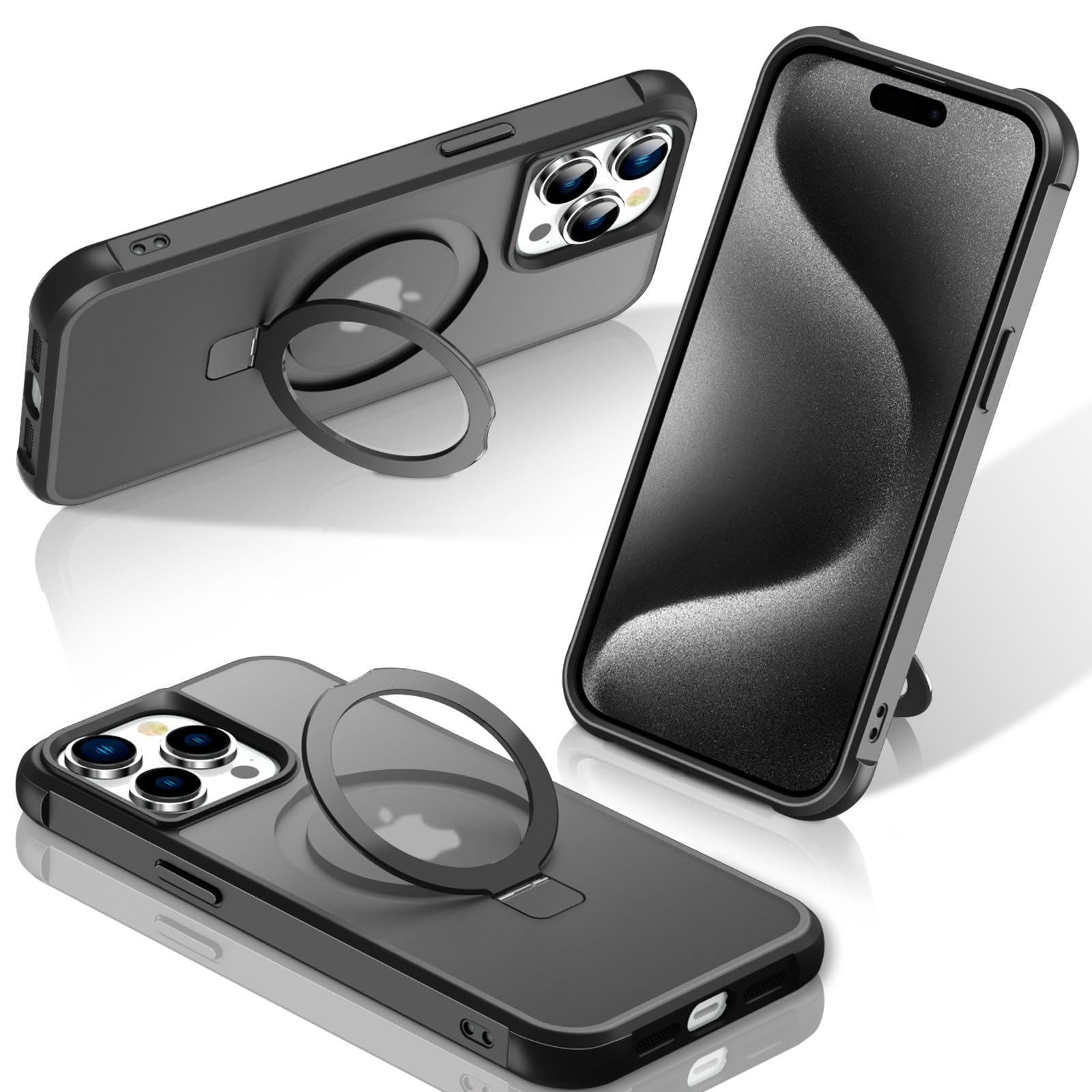 Foto 2 pulgar | Funda Para Iphone 15 Pro Sterker Con Soporte Magnético, Color Negro - Venta Internacional.
