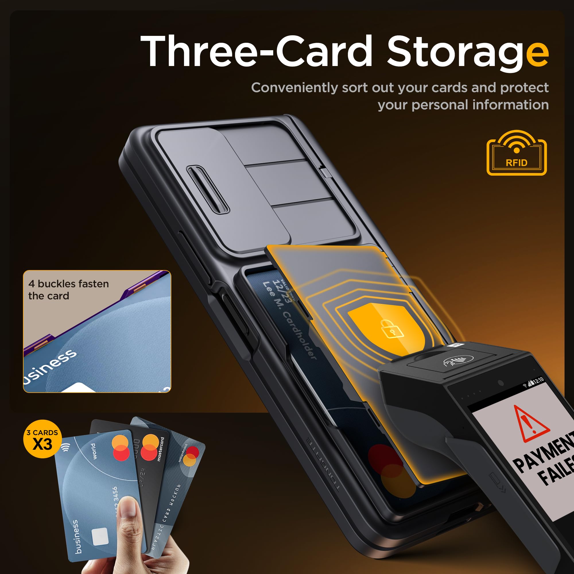 Foto 3 | Funda De Teléfono Tongate Para Samsung Galaxy Z Fold 6 Negra - Venta Internacional.