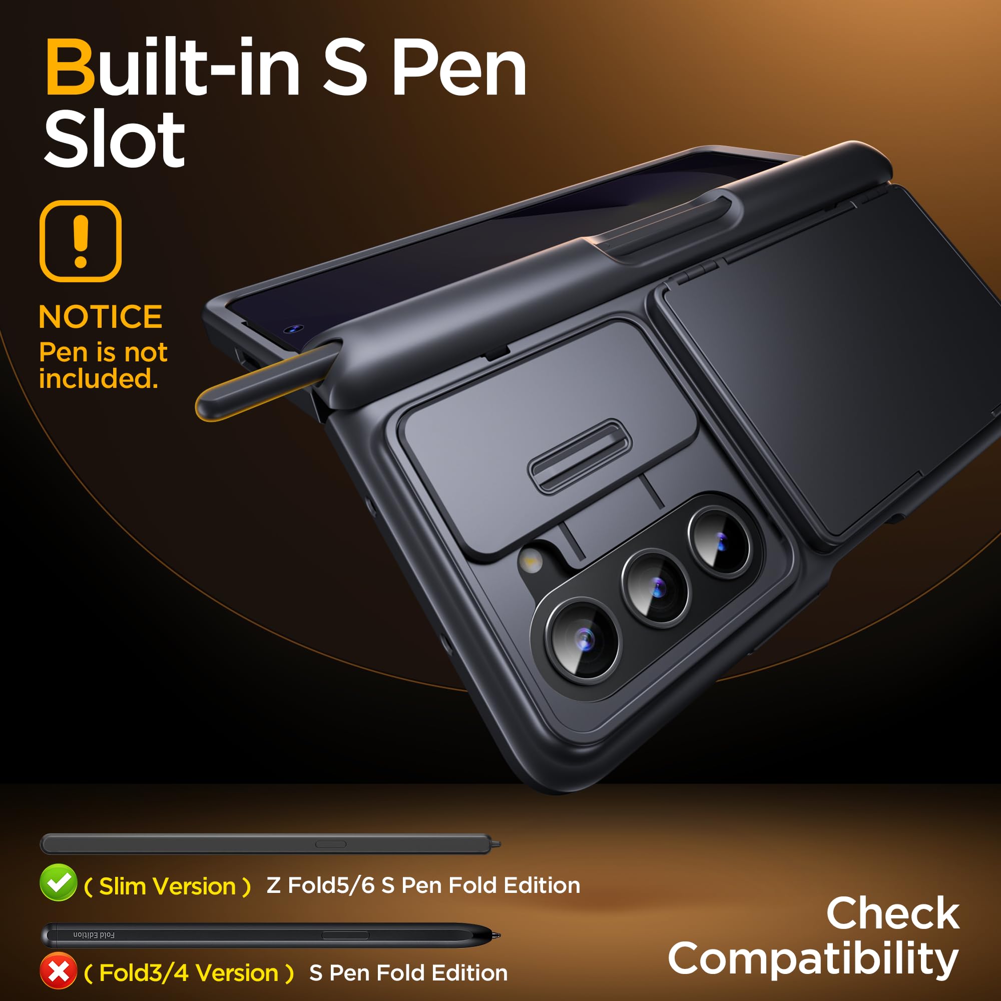 Foto 5 pulgar | Funda De Teléfono Tongate Para Samsung Galaxy Z Fold 6 Negra - Venta Internacional.