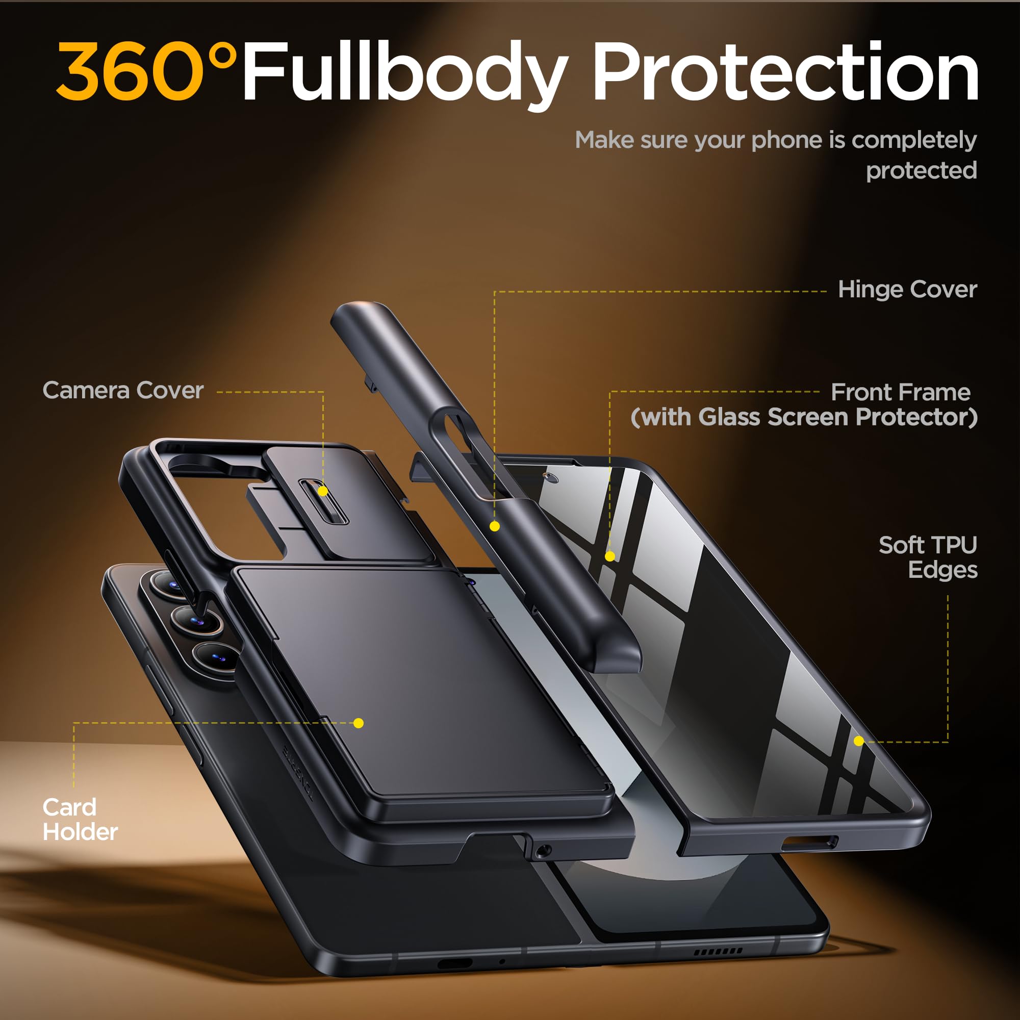 Foto 7 | Funda De Teléfono Tongate Para Samsung Galaxy Z Fold 6 Negra - Venta Internacional.