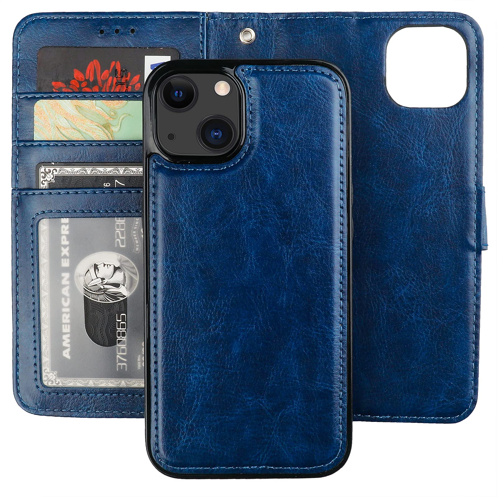 Foto 2 pulgar | Funda Tipo Cartera Bocasal Desmontable Para Iphone 13 De 6.1 Pulgadas, Color Azul - Venta Internacional.