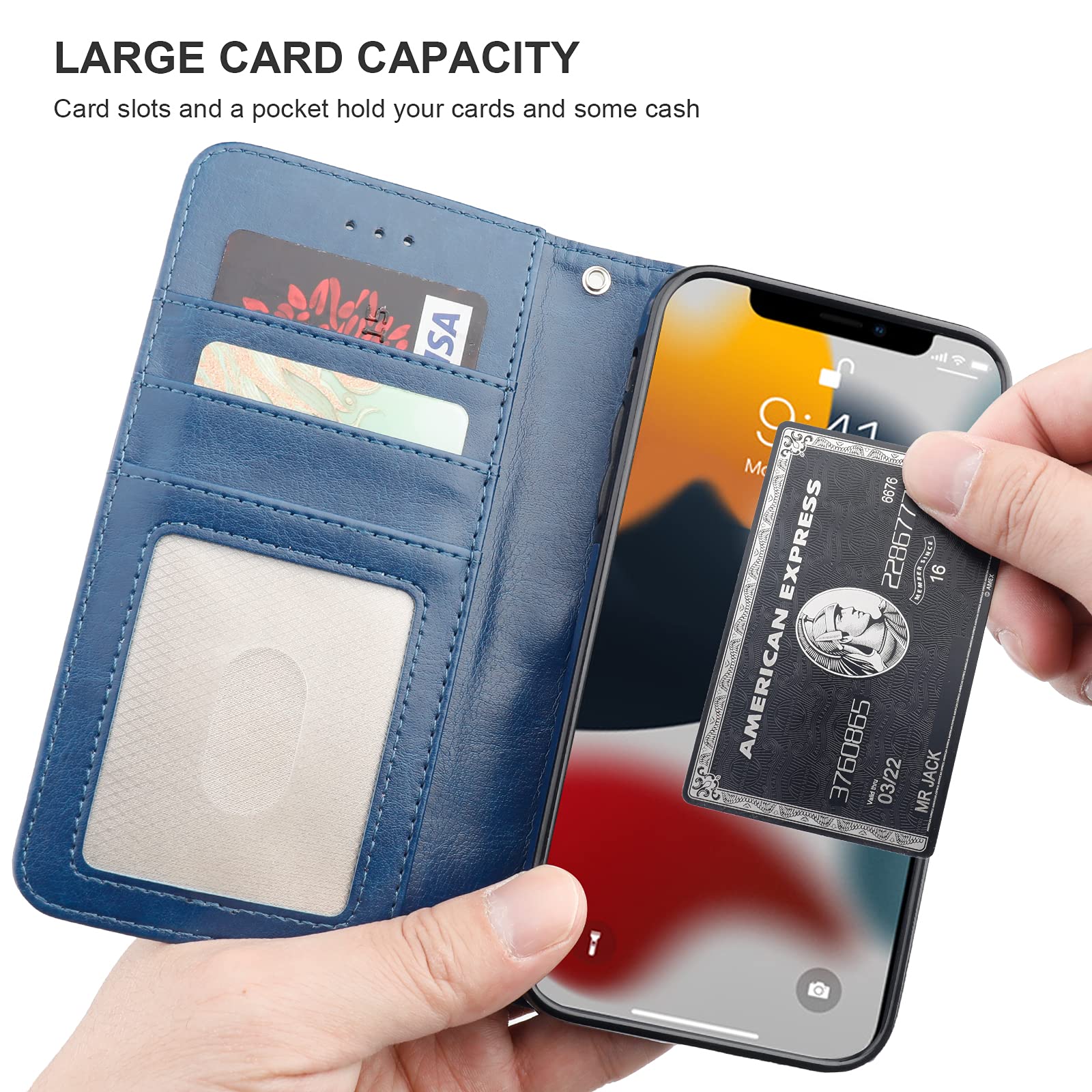 Foto 6 | Funda Tipo Cartera Bocasal Desmontable Para Iphone 13 De 6.1 Pulgadas, Color Azul - Venta Internacional.