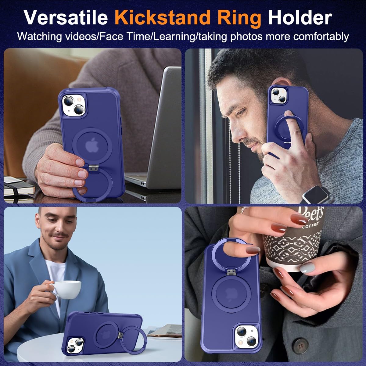 Foto 3 pulgar | Funda Para Teléfono Sterker Con Soporte Magnético Para Iphone 15, Azul - Venta Internacional.