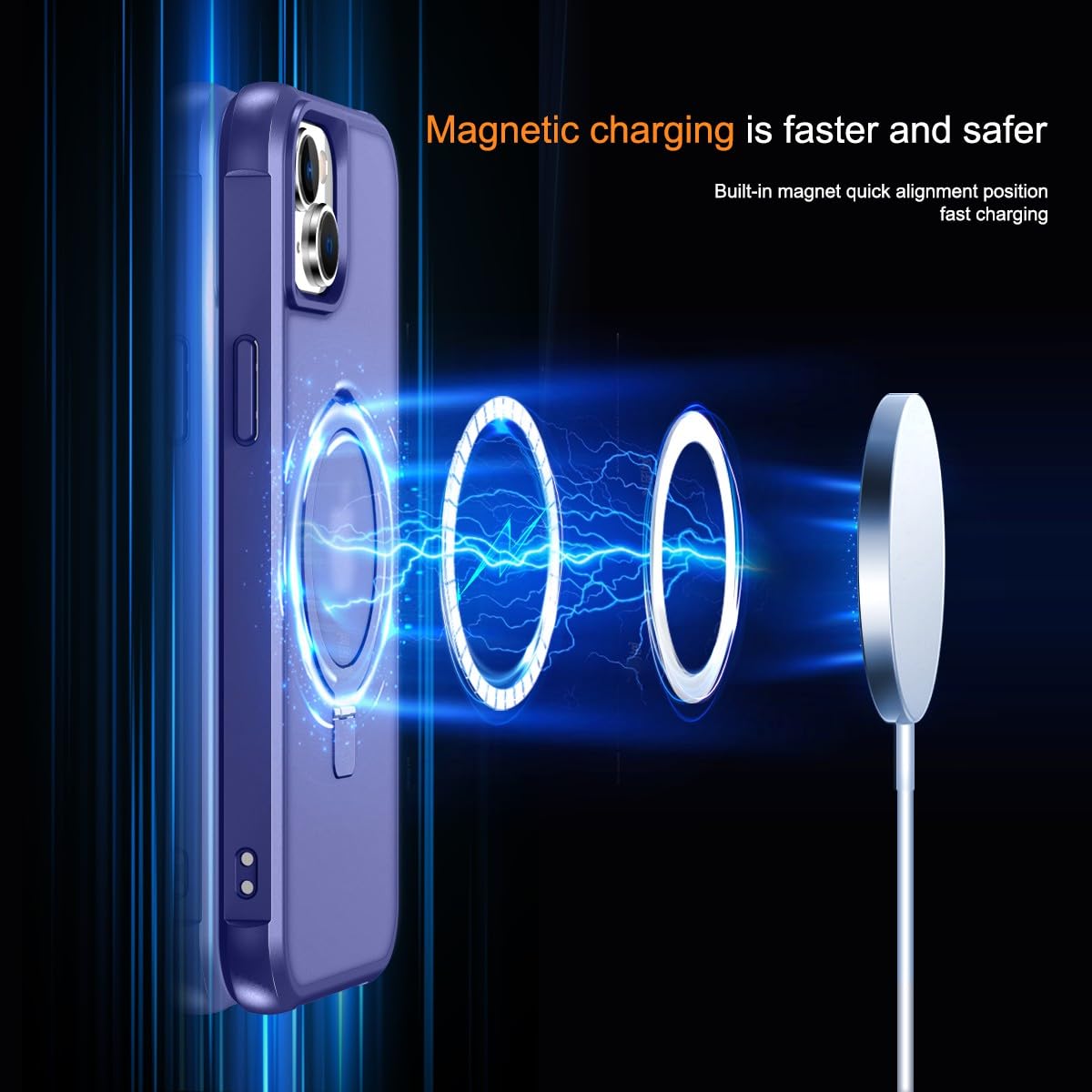 Foto 5 pulgar | Funda Para Teléfono Sterker Con Soporte Magnético Para Iphone 15, Azul - Venta Internacional.