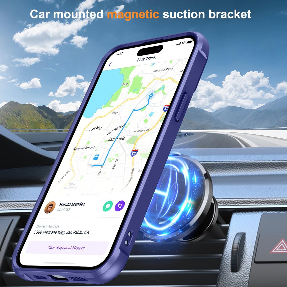 Foto 6 pulgar | Funda Para Teléfono Sterker Con Soporte Magnético Para Iphone 15, Azul - Venta Internacional.