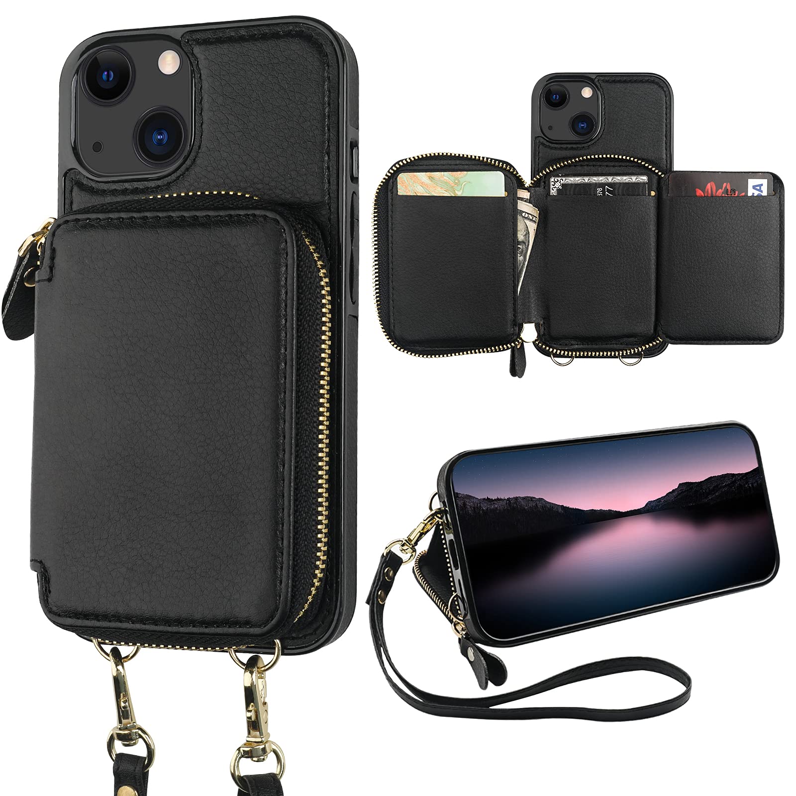 Funda Tipo Cartera Bocasal Con Bloqueo Rfid Para Iphone 14/13 De 6.1 Pulgadas - Venta Internacional.