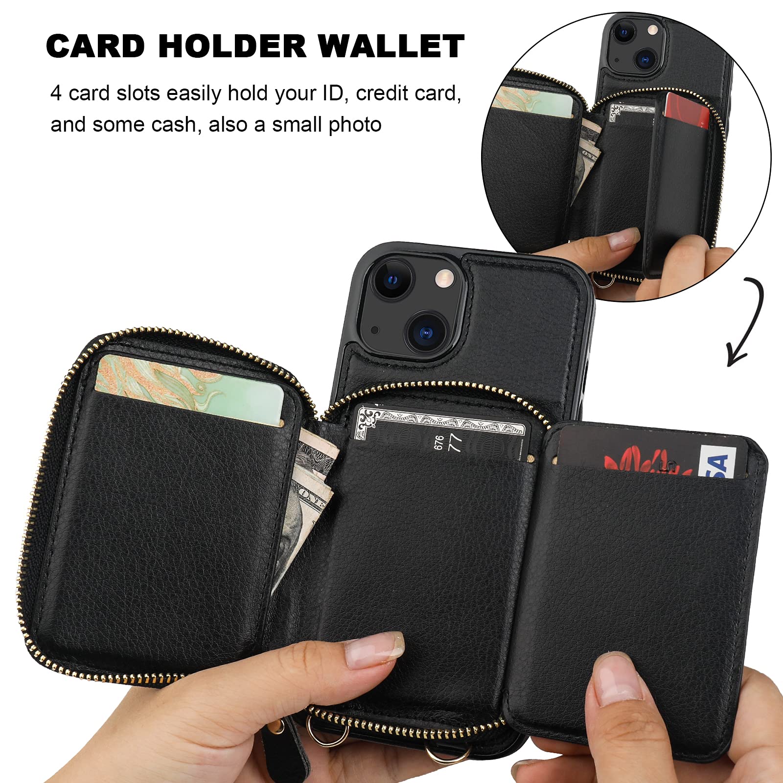 Foto 8 pulgar | Funda Tipo Cartera Bocasal Con Bloqueo Rfid Para Iphone 14/13 De 6.1 Pulgadas - Venta Internacional.