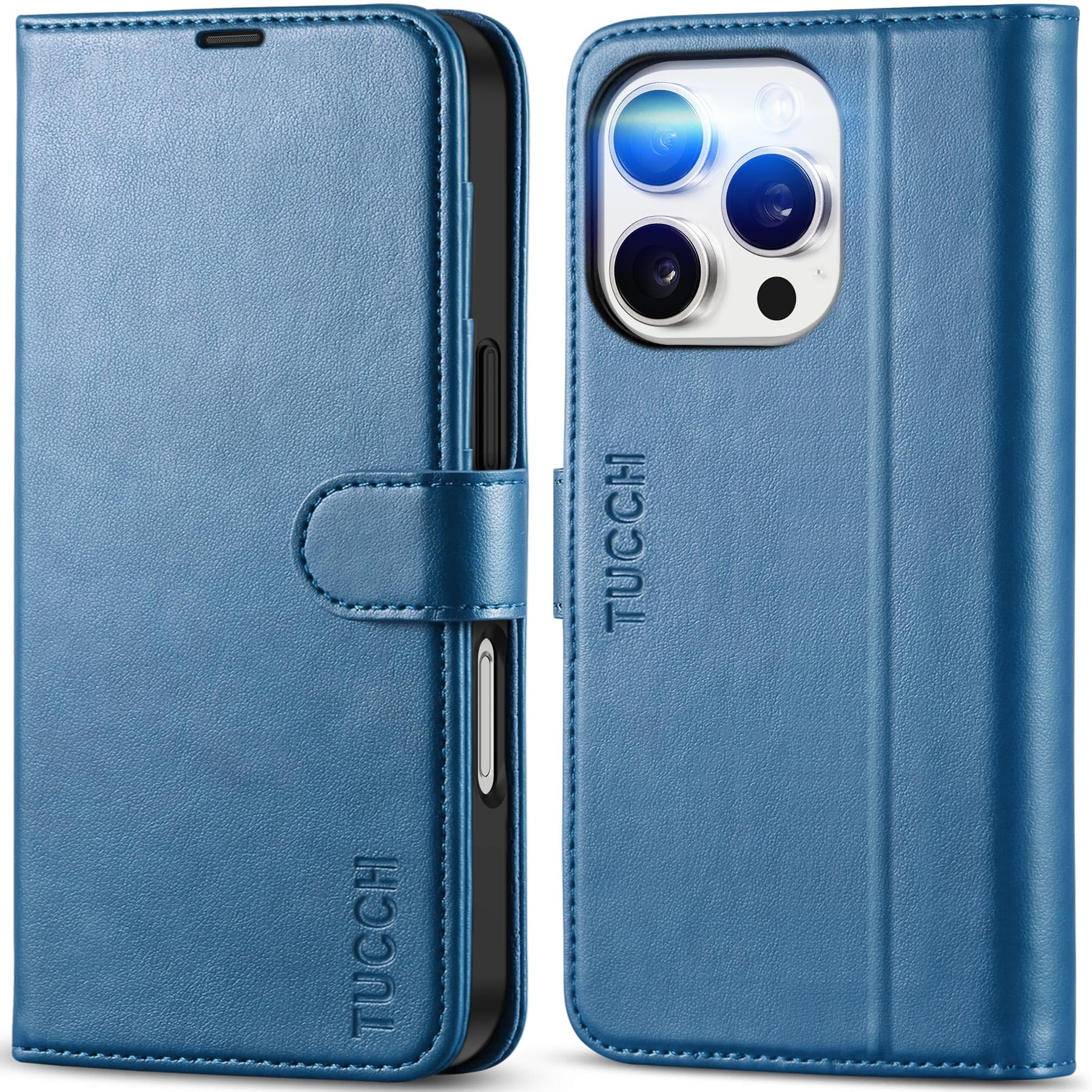 Foto 1 | Funda Tipo Cartera Tucch Para Iphone 16 Pro 5g Con 4 Ranuras Para Tarjetas, Color Azul Claro - Venta Internacional.