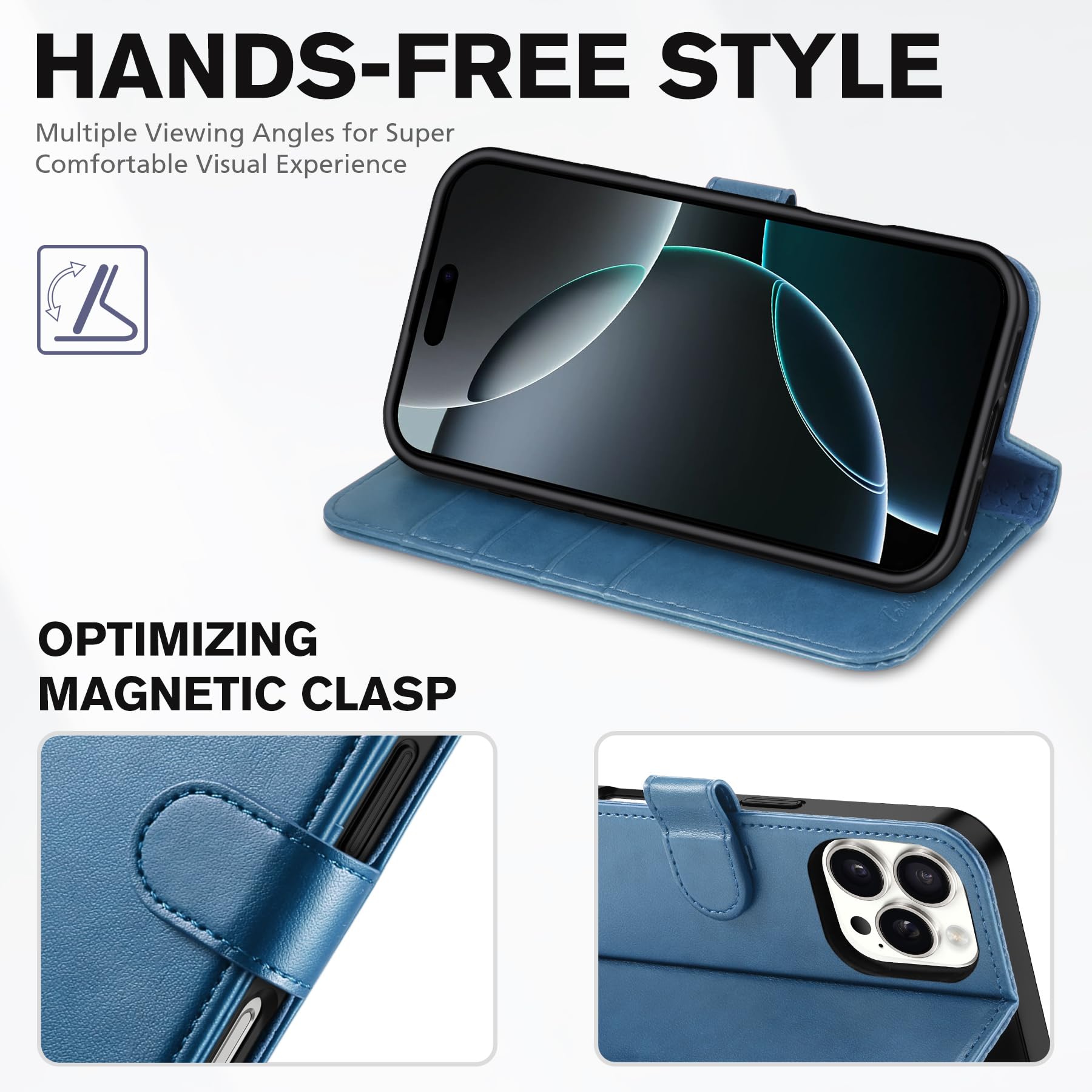 Foto 5 pulgar | Funda Tipo Cartera Tucch Para Iphone 16 Pro 5g Con 4 Ranuras Para Tarjetas, Color Azul Claro - Venta Internacional.