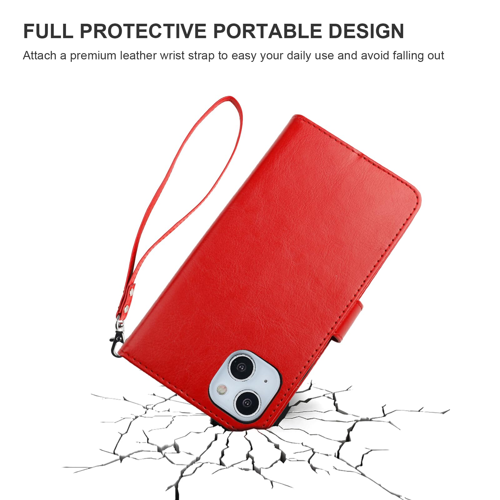 Foto 8 pulgar | Funda Tipo Cartera Bocasal Desmontable Para Iphone 15 De 6.1 Pulgadas, Color Rojo - Venta Internacional.