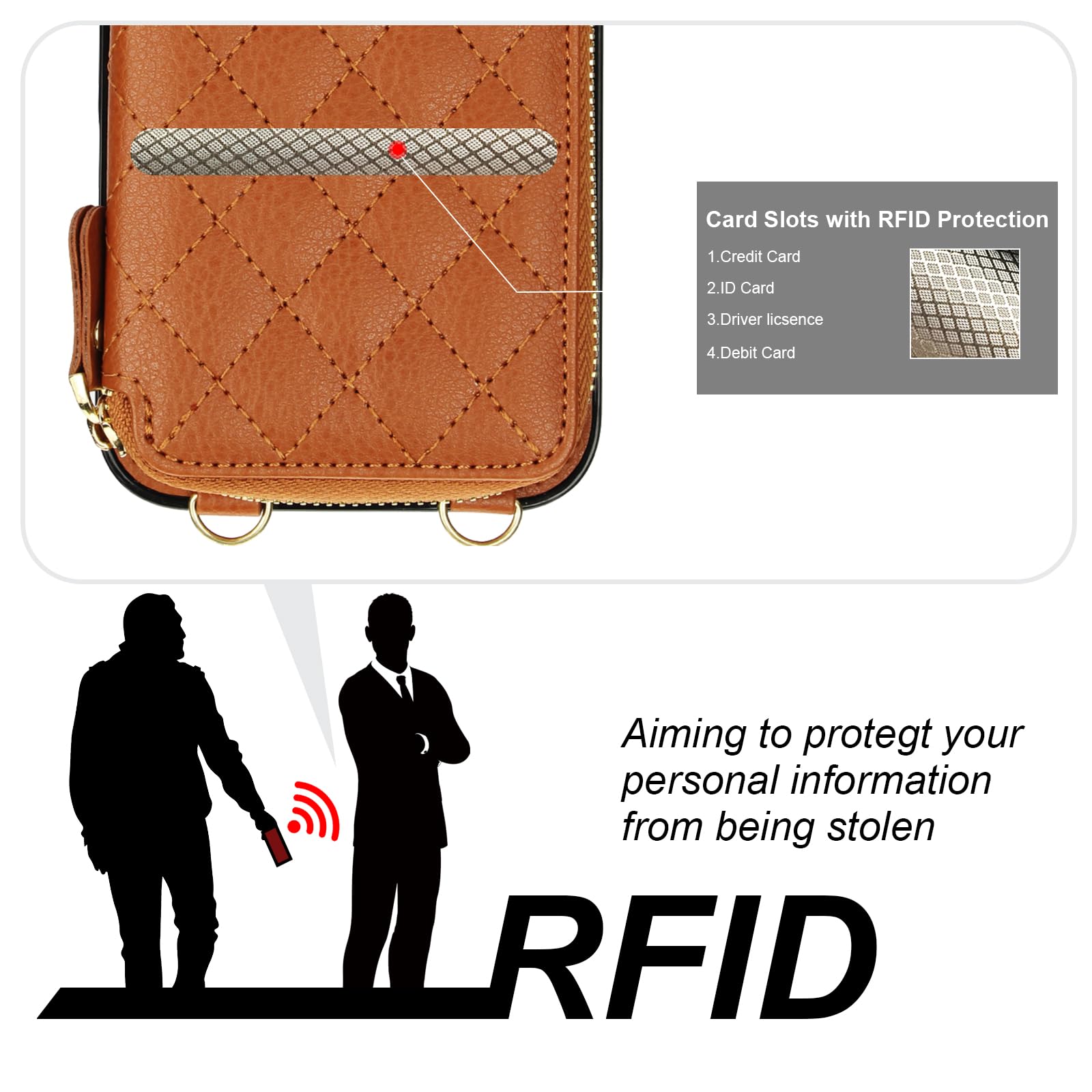 Foto 4 pulgar | Funda Tipo Cartera Tipo Bandolera Bocasal Para Iphone 16 Pro Max, Color Marrón - Venta Internacional.