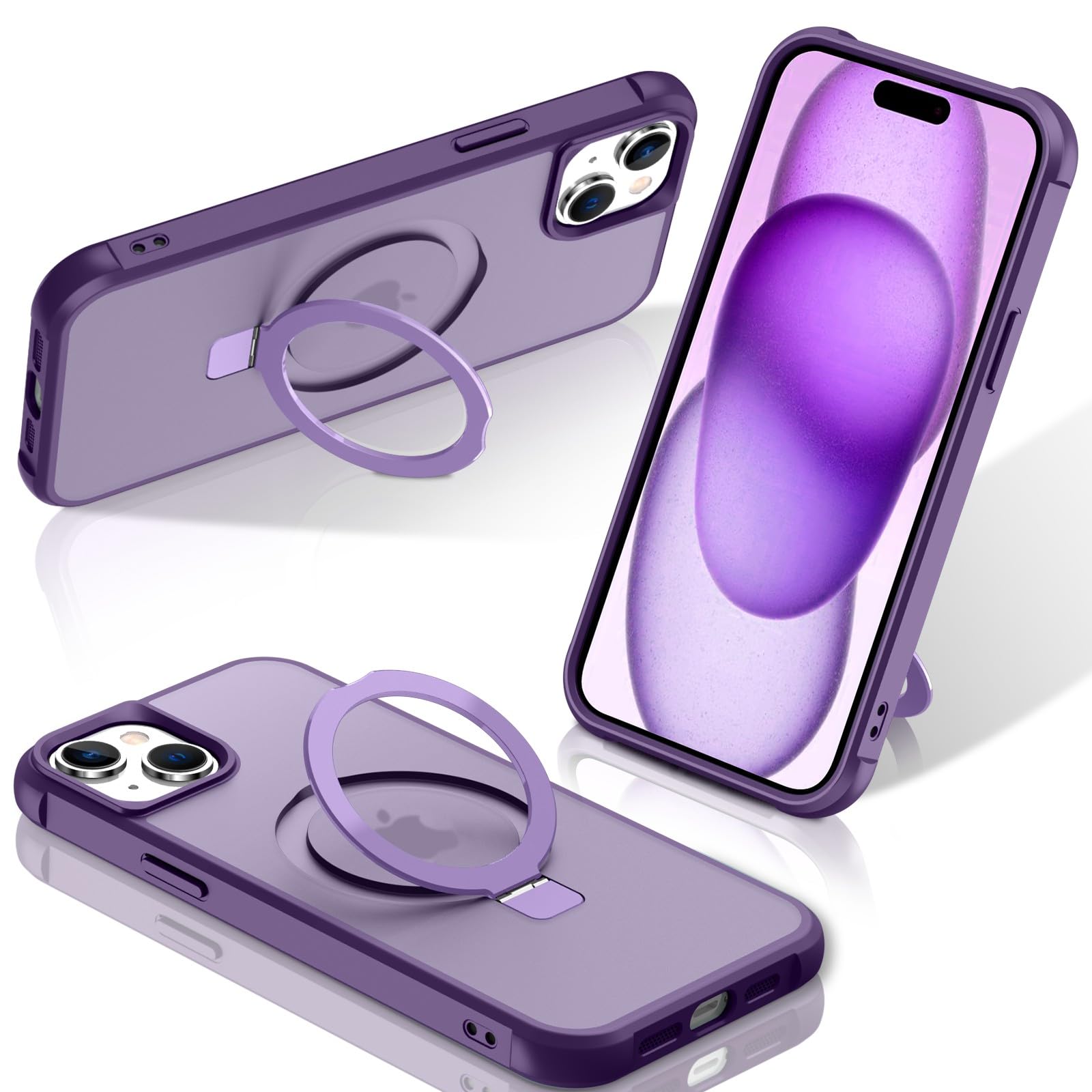 Foto 2 pulgar | Funda Para Teléfono Sterker Con Soporte Magnético Para Iphone 15, Color Morado - Venta Internacional.