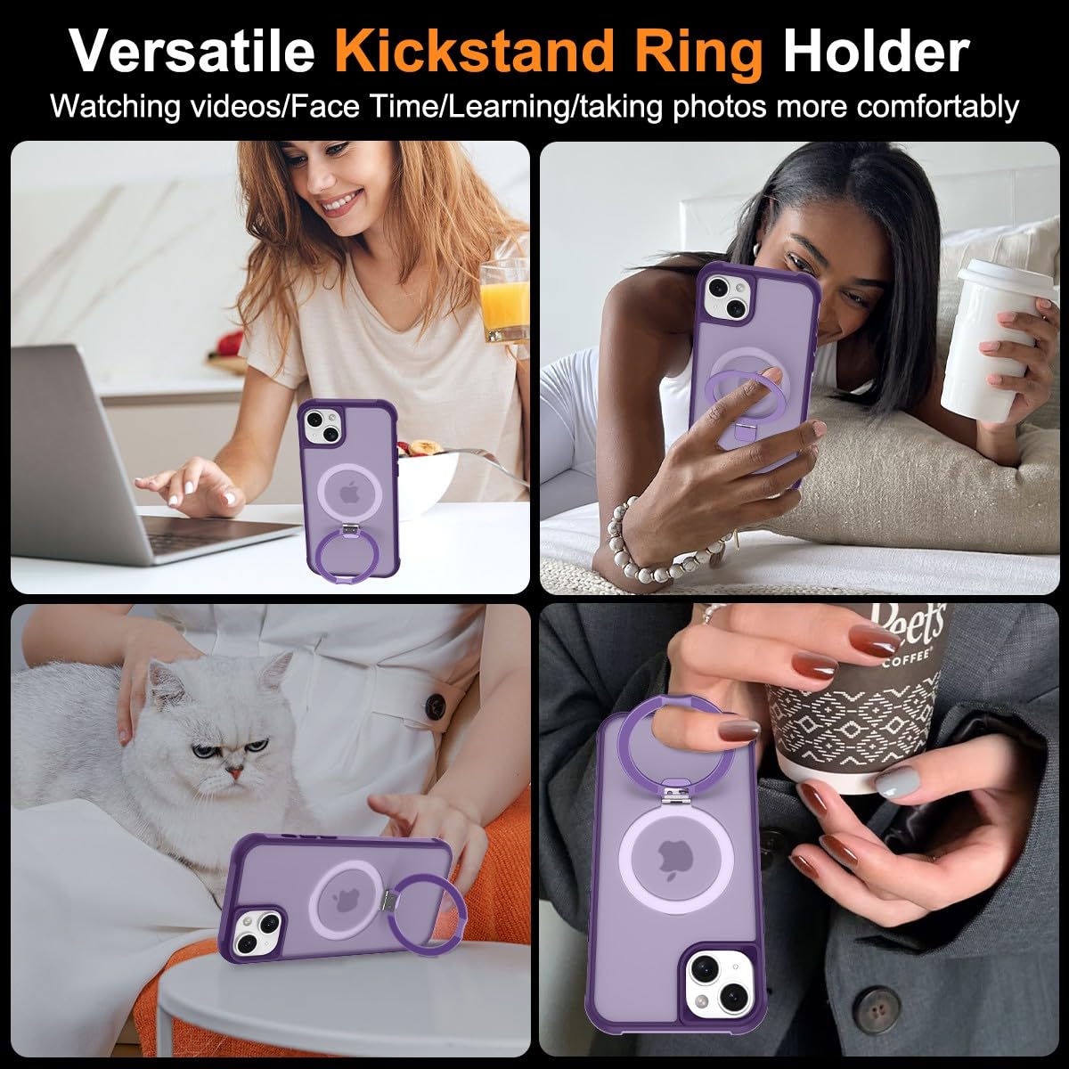 Foto 3 pulgar | Funda Para Teléfono Sterker Con Soporte Magnético Para Iphone 15, Color Morado - Venta Internacional.