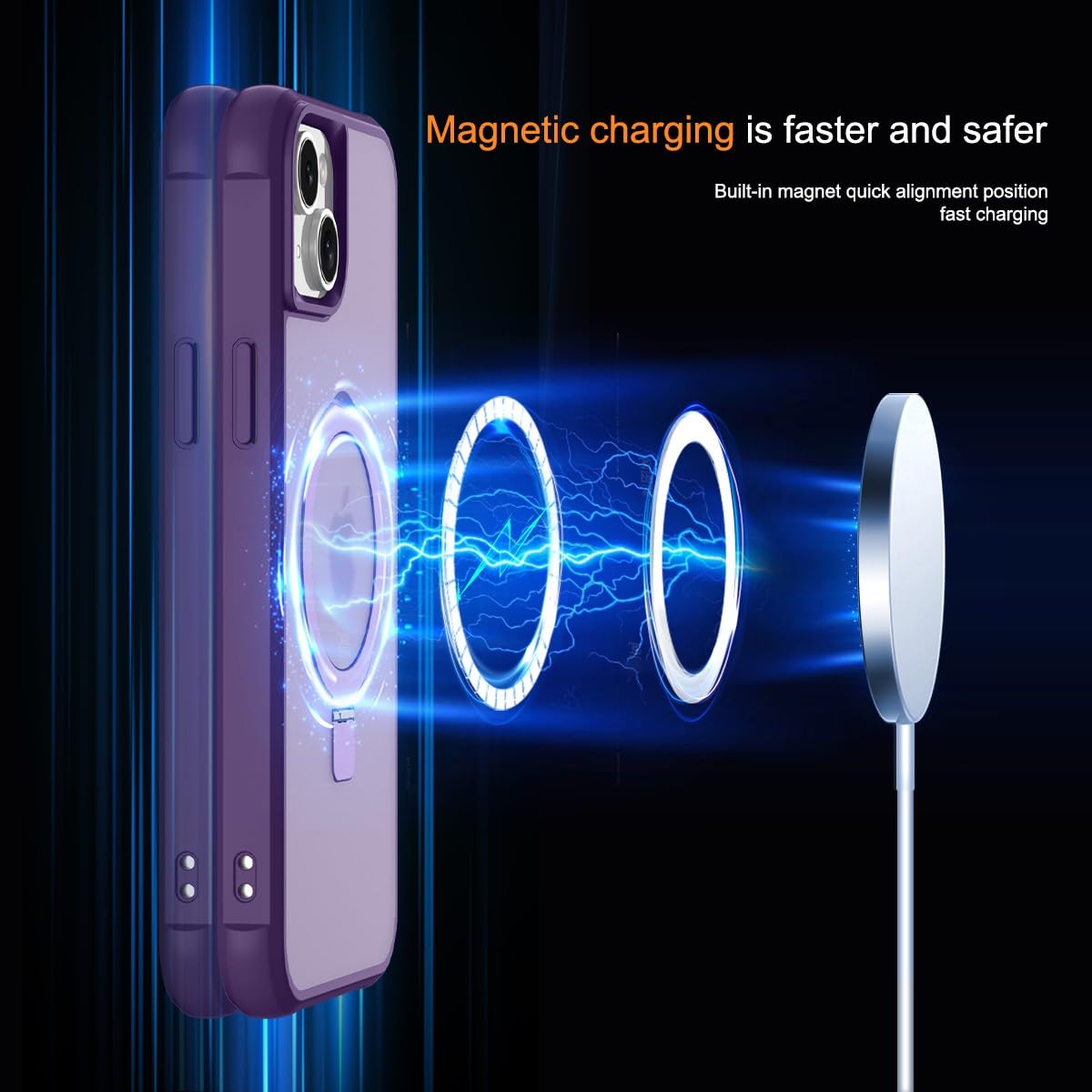 Foto 5 pulgar | Funda Para Teléfono Sterker Con Soporte Magnético Para Iphone 15, Color Morado - Venta Internacional.