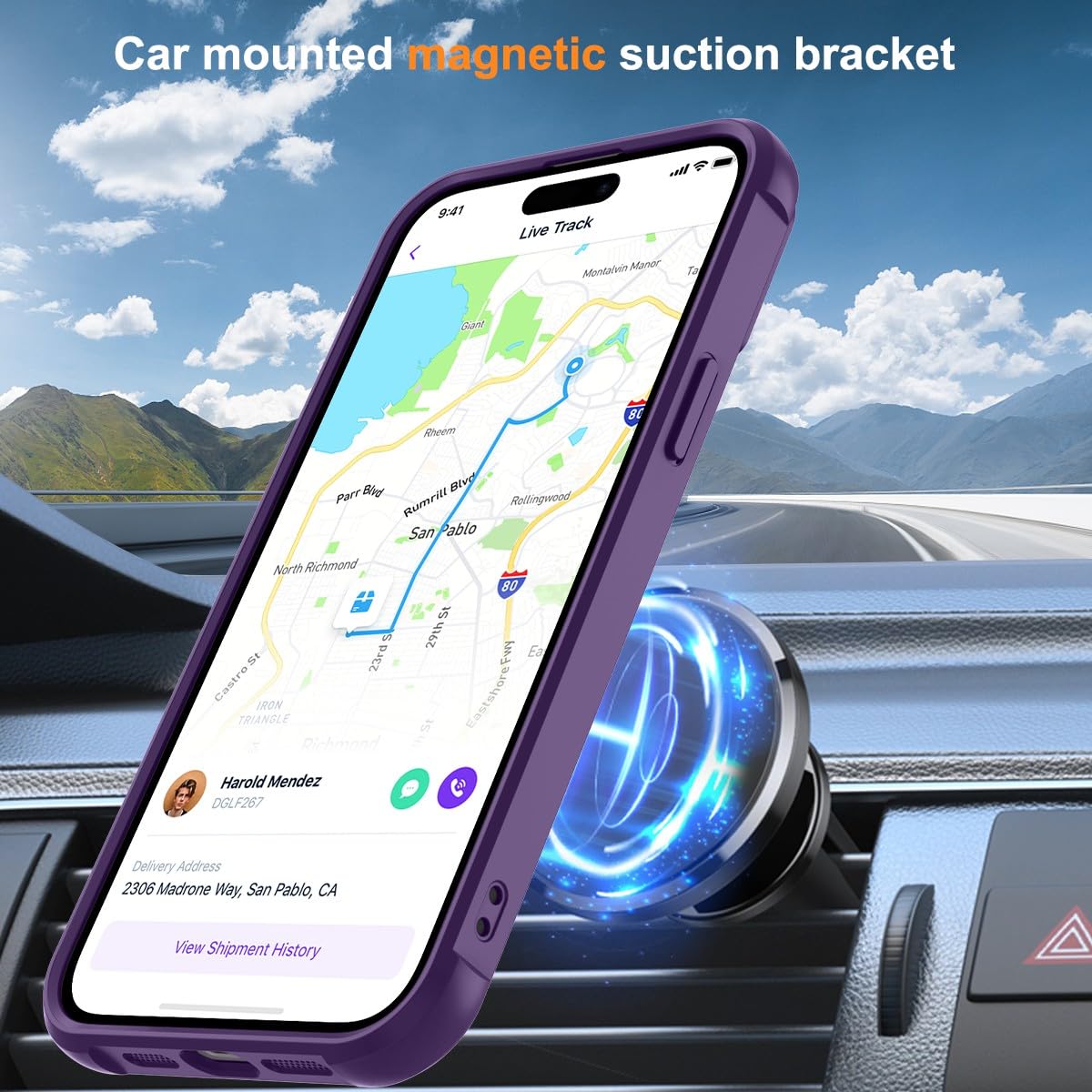 Foto 6 pulgar | Funda Para Teléfono Sterker Con Soporte Magnético Para Iphone 15, Color Morado - Venta Internacional.
