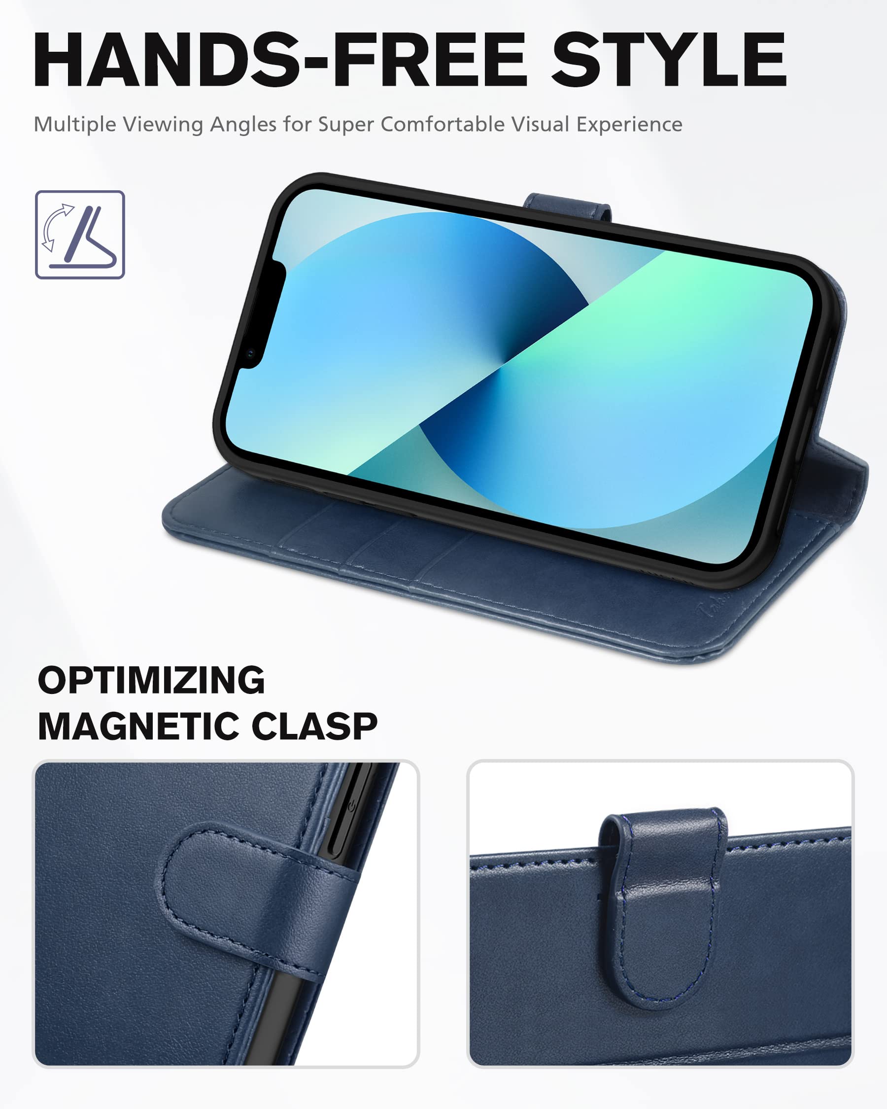 Foto 6 pulgar | Funda Tipo Cartera Tucch Para Iphone 13 De 6,1 Pulgadas Con Bloqueo Rfid, Color Azul Oscuro - Venta Internacional.